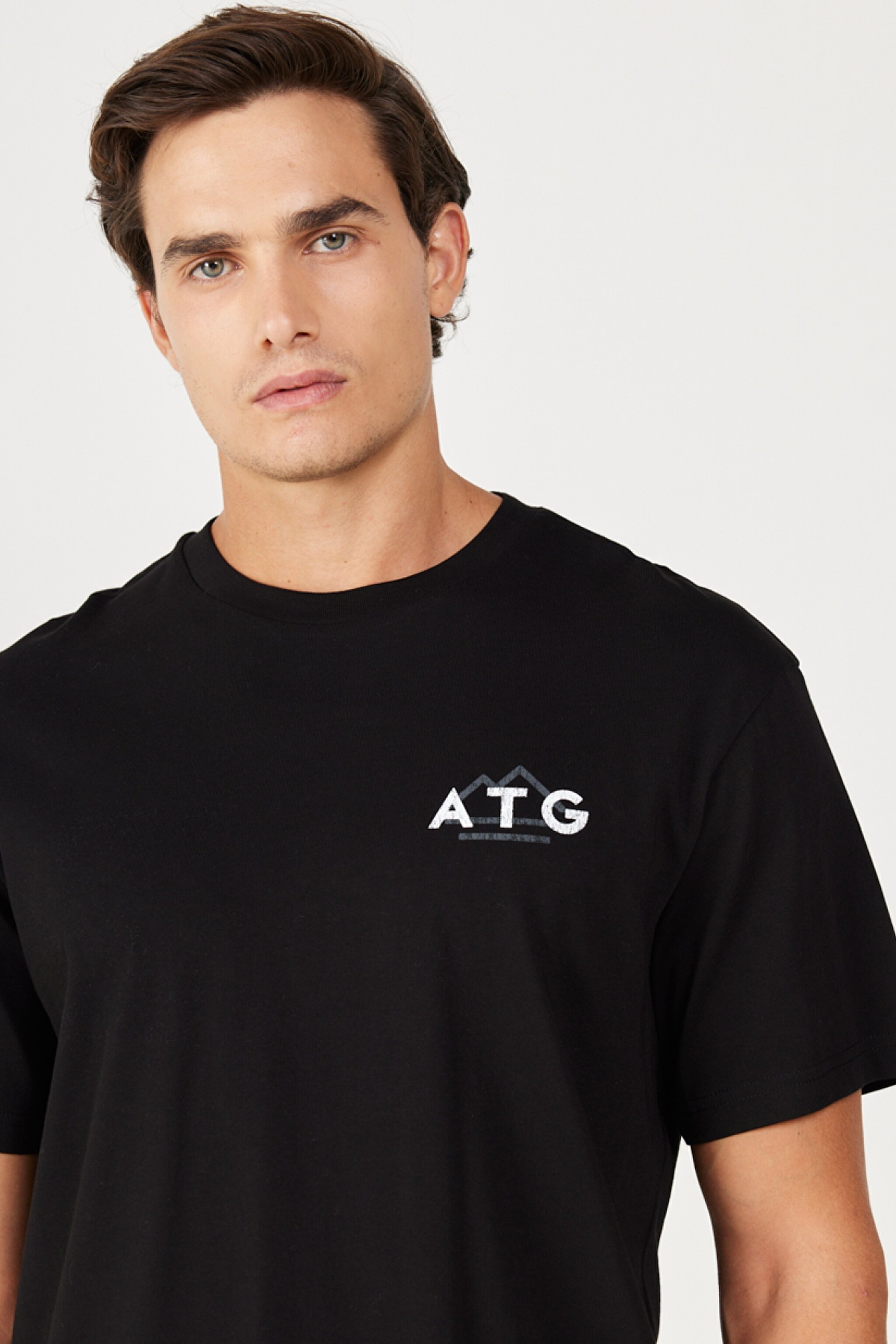 All Terrain Gear Loose Fit Rahat Kesim %100 Pamuk Bisiklet Yaka Sırt Baskılı Siyah Tişört - Black-W232539001 (görsel 5)