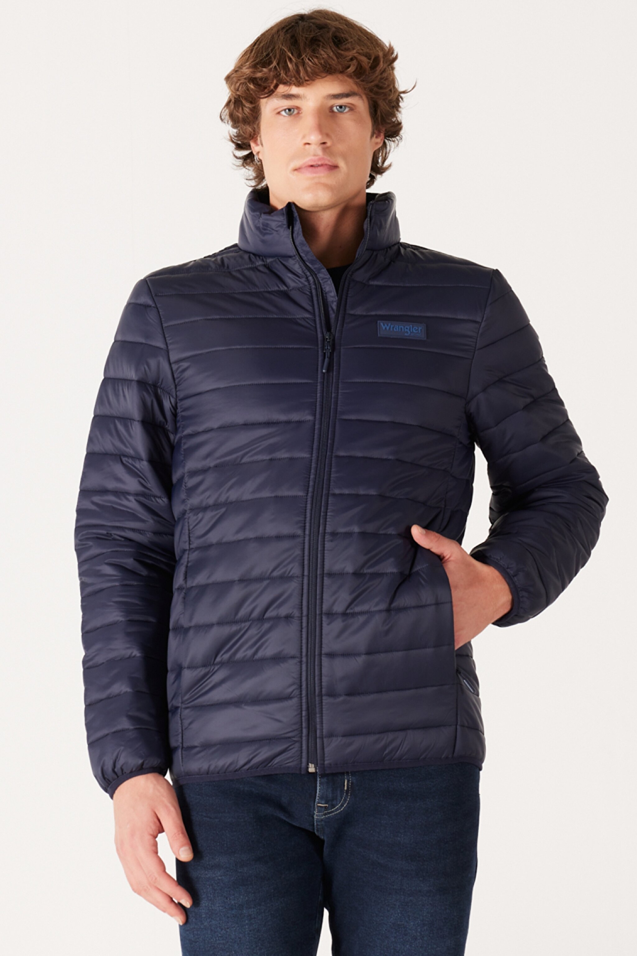 Regular Fit Normal Kesim Kapüşonlu Kapitone Lacivert Şişme Mont - Navy-W232548410