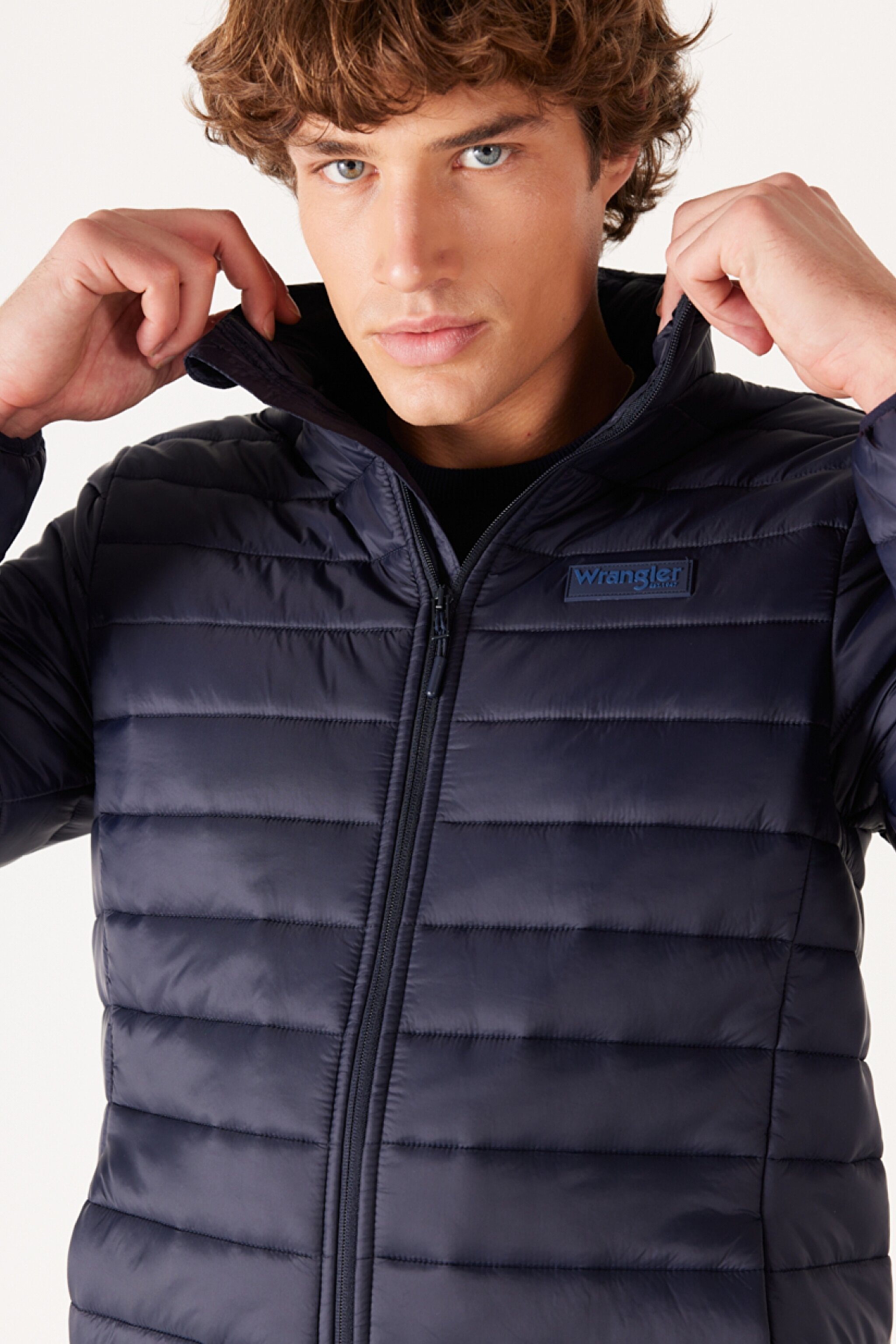 Regular Fit Normal Kesim Kapüşonlu Kapitone Lacivert Şişme Mont - Navy-W232548410 (görsel 4)