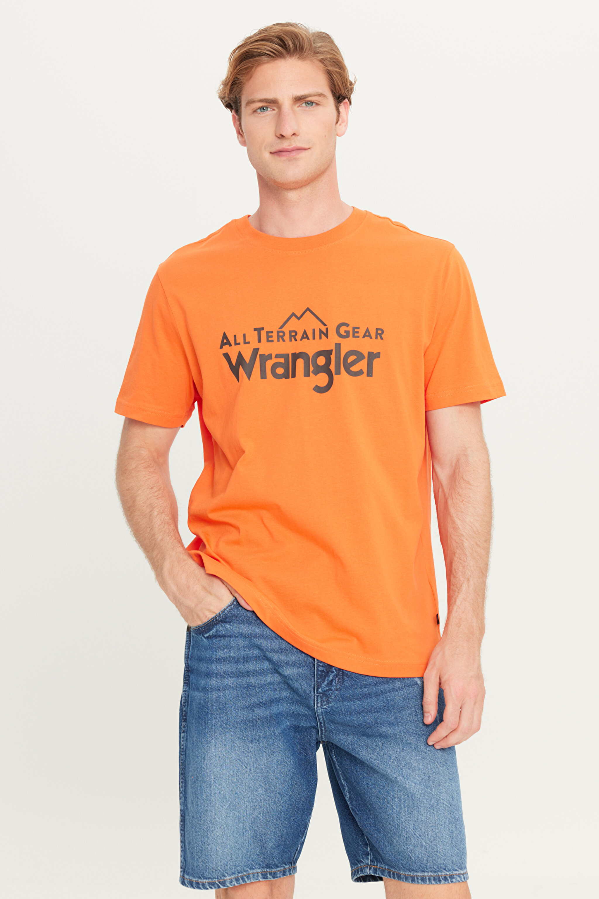 All Terrain Gear Regular Fit Normal Kesim %100 Pamuk Bisiklet Yaka Turuncu Tişört