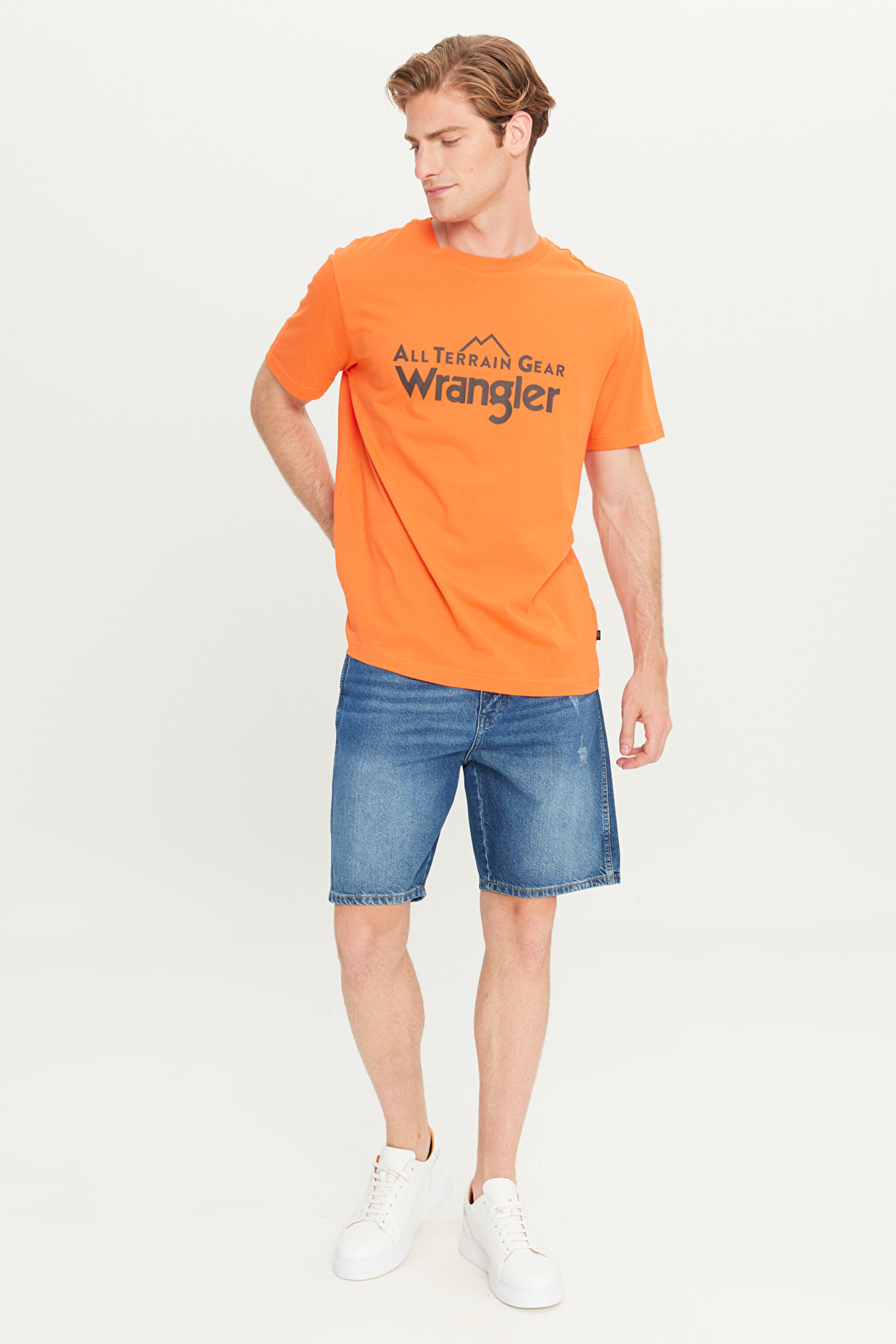 All Terrain Gear Regular Fit Normal Kesim %100 Pamuk Bisiklet Yaka Turuncu Tişört - Orange-W232568700 (görsel 3)