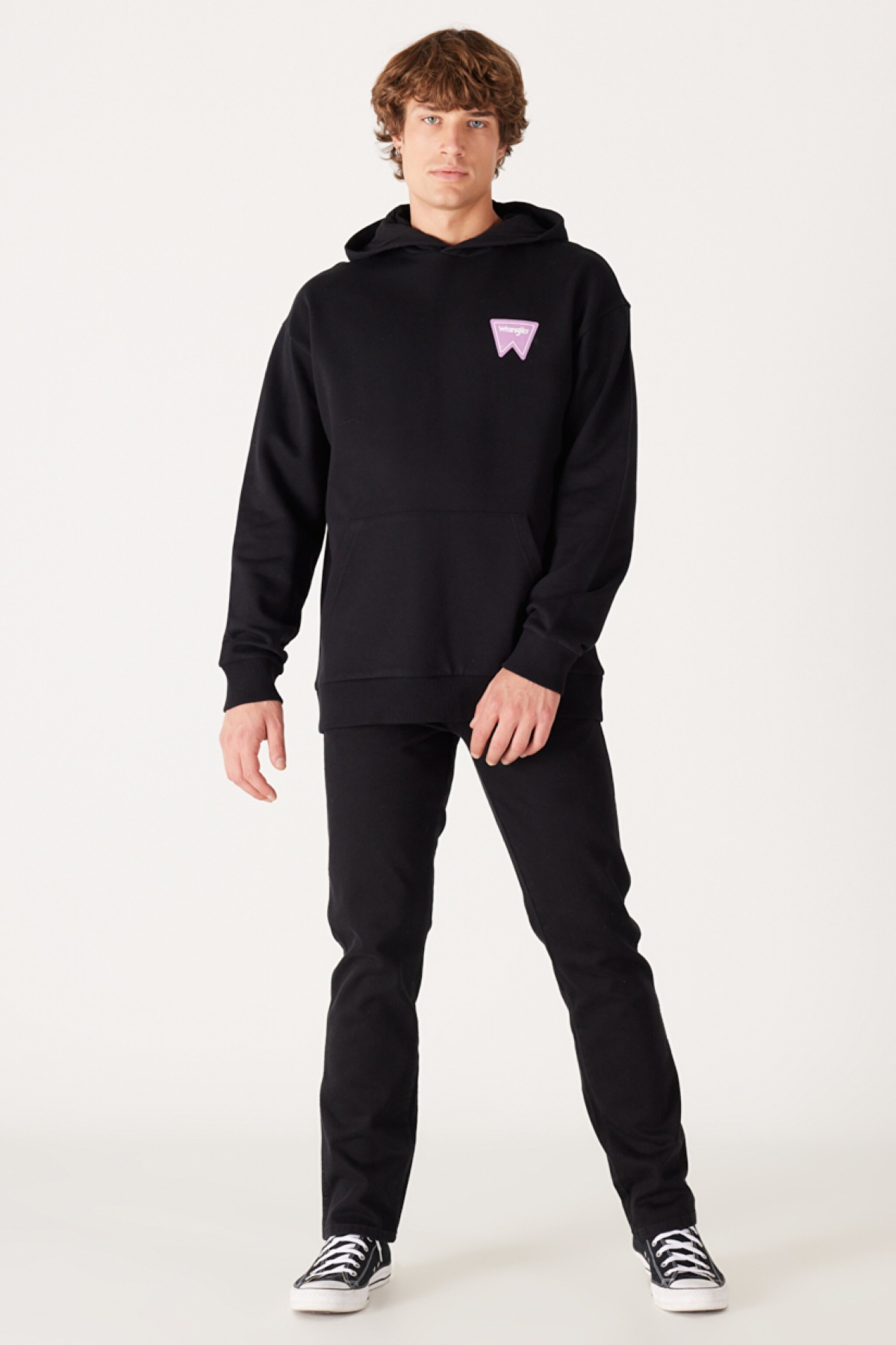 Loose Fit Rahat Kesim Kapüşonlu İçi Polarlı Sırt Baskılı Siyah Sweatshirt - Black-W232574001 (görsel 2)