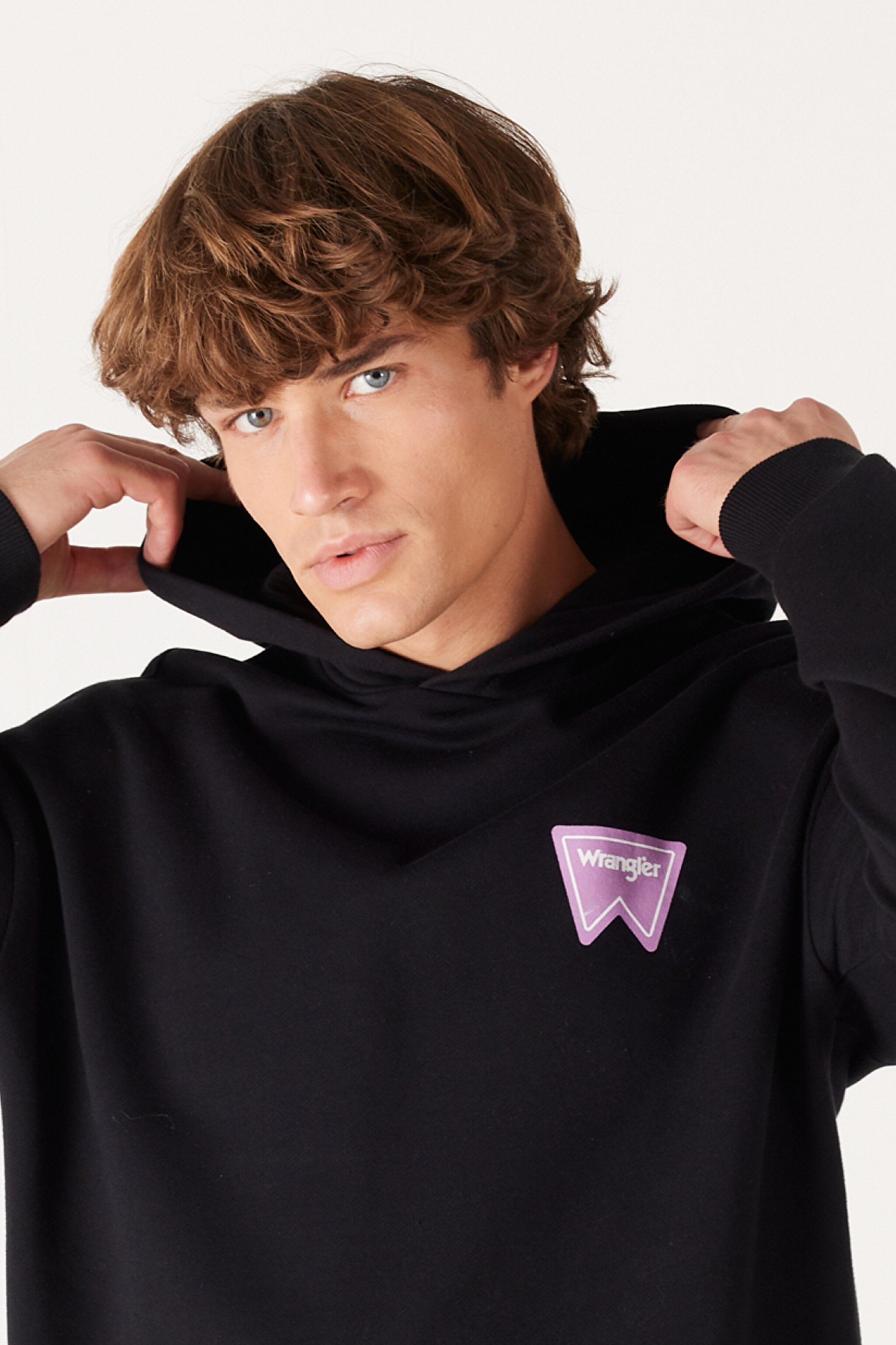 Loose Fit Rahat Kesim Kapüşonlu İçi Polarlı Sırt Baskılı Siyah Sweatshirt - Black-W232574001 (görsel 5)