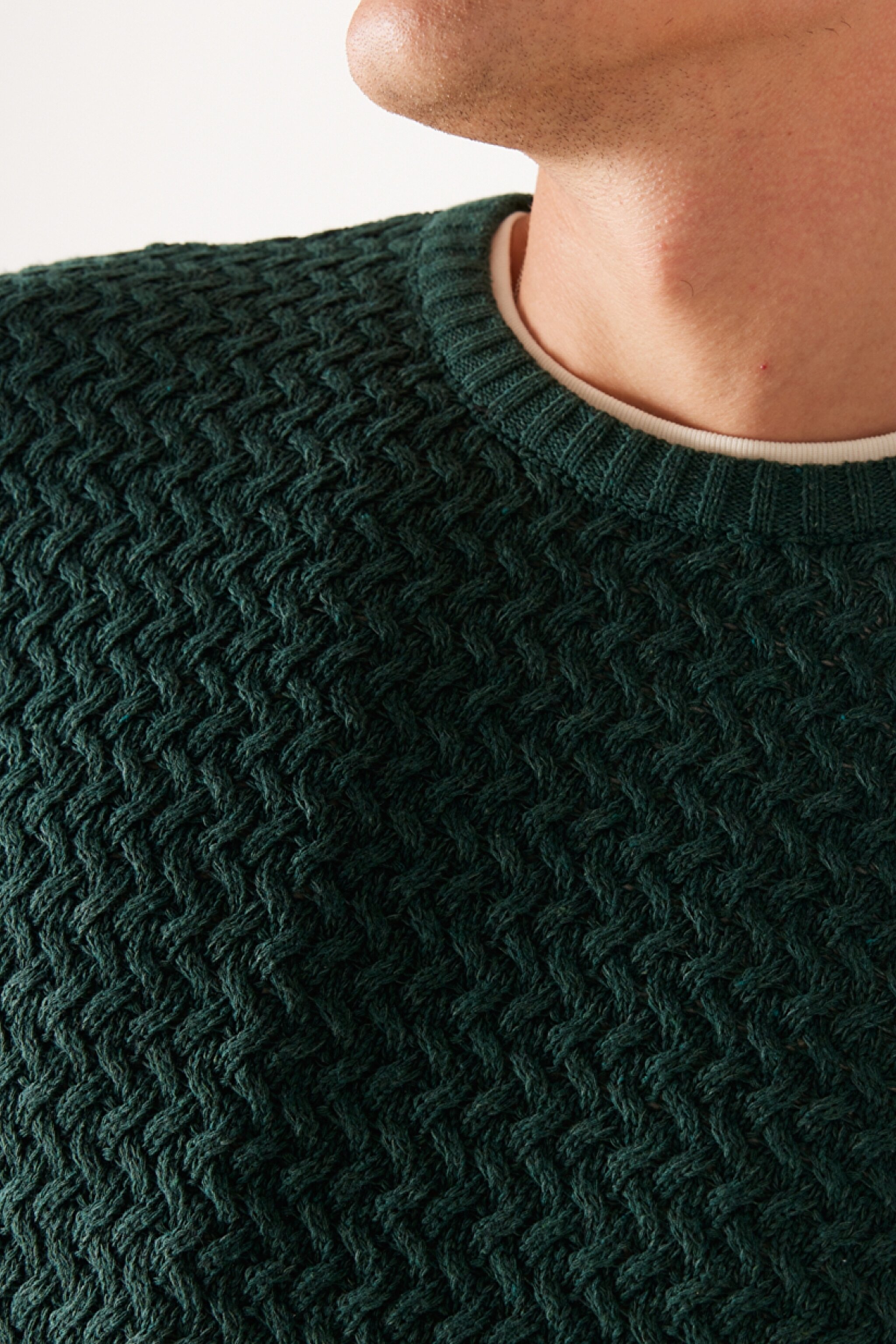 Regular Fit Normal Kesim Bisiklet Yaka Yeşil Triko Kazak - Green-W232580300 (görsel 3)
