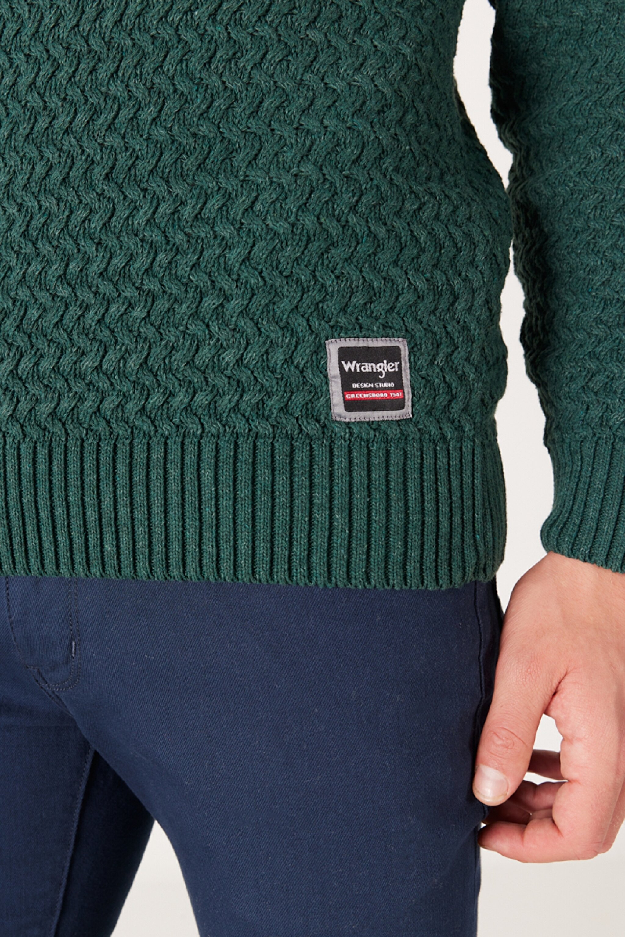 Regular Fit Normal Kesim Bisiklet Yaka Yeşil Triko Kazak - Green-W232580300 (görsel 4)