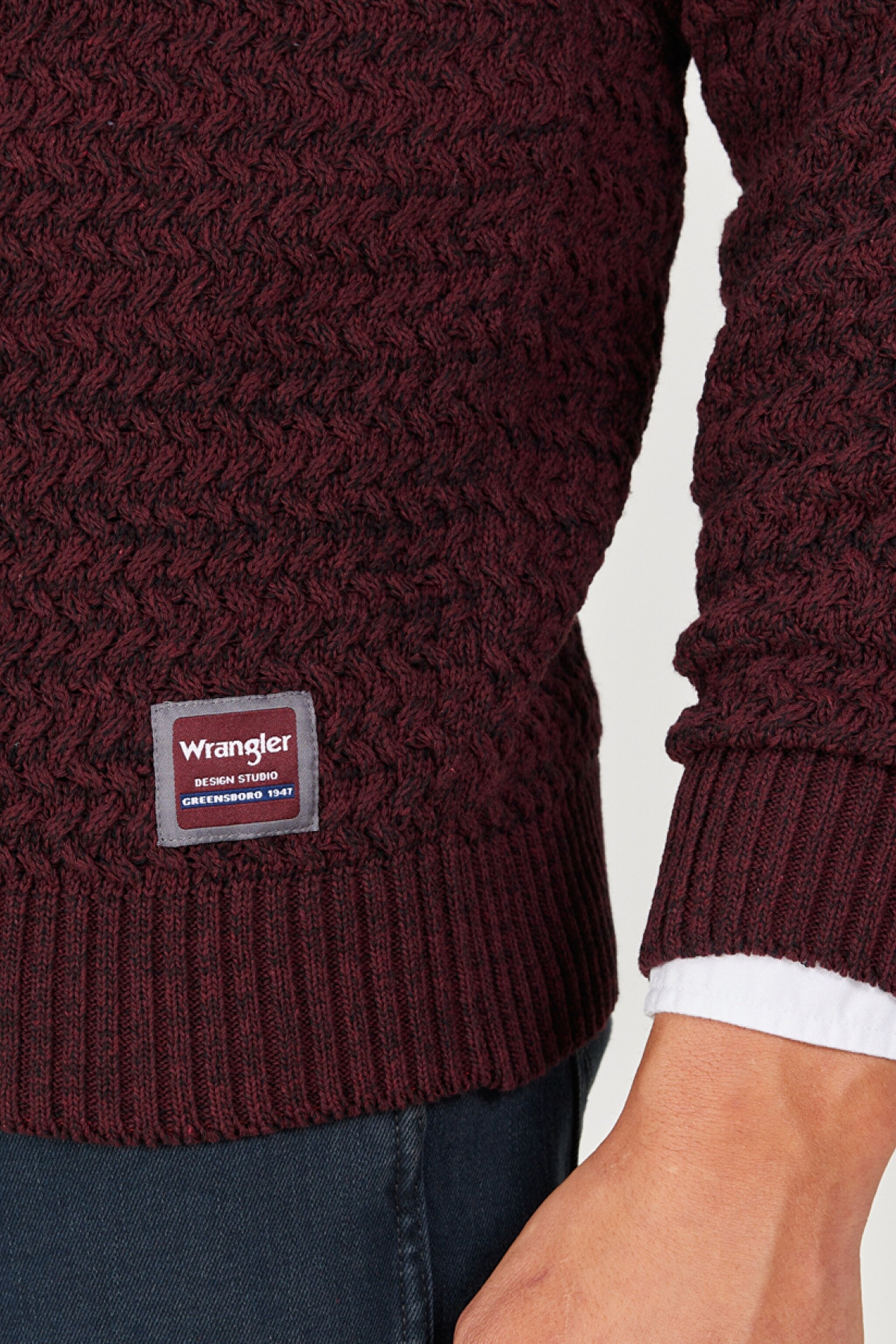 Regular Fit Normal Kesim Bisiklet Yaka Bordo Triko Kazak - Wine-W232580810 (görsel 4)