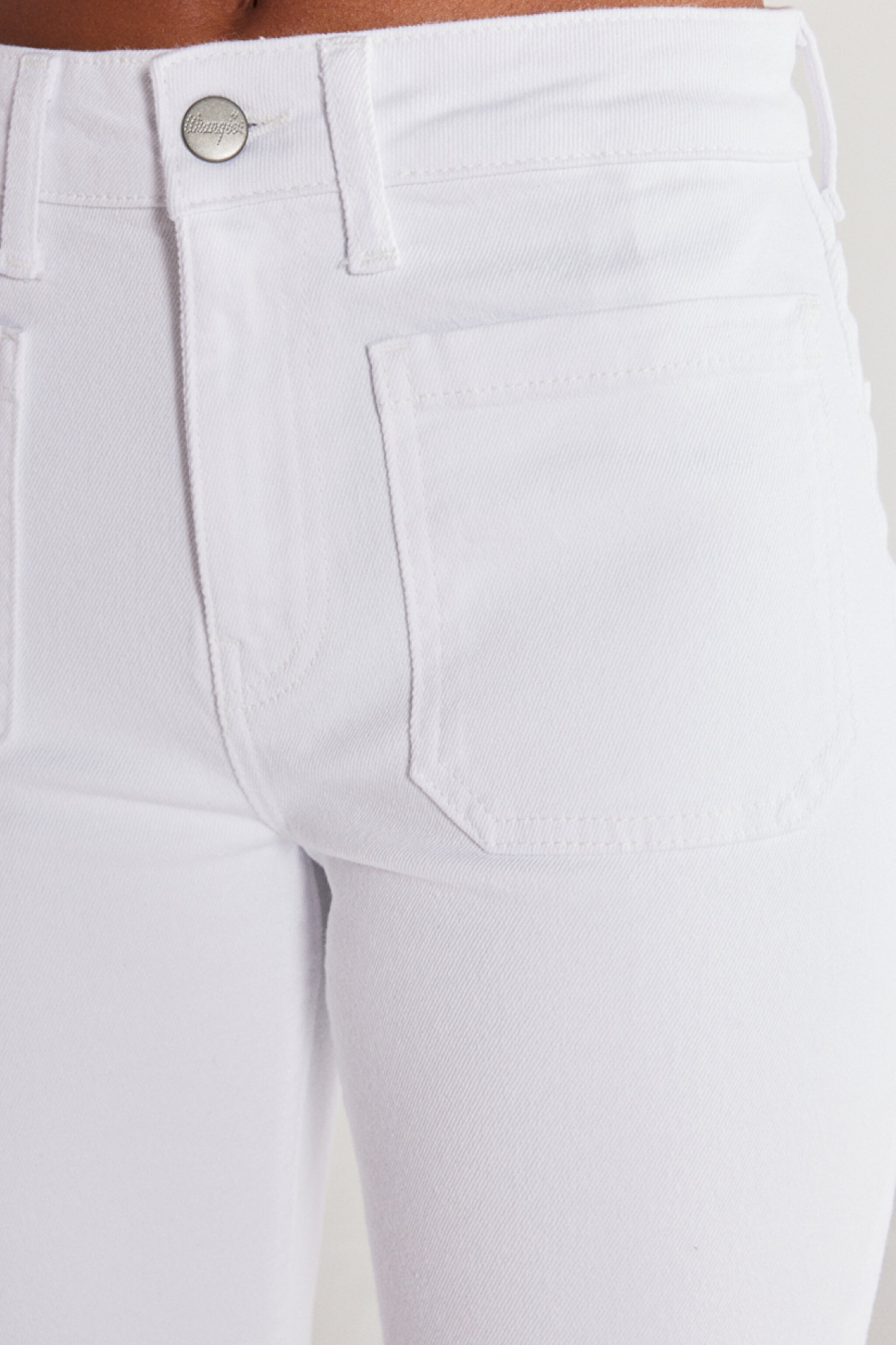 Flare Fit Yüksek Bel İspanyol Paça Kırık Beyaz Esnek Pantolon - Off White-W233001102 (görsel 5)