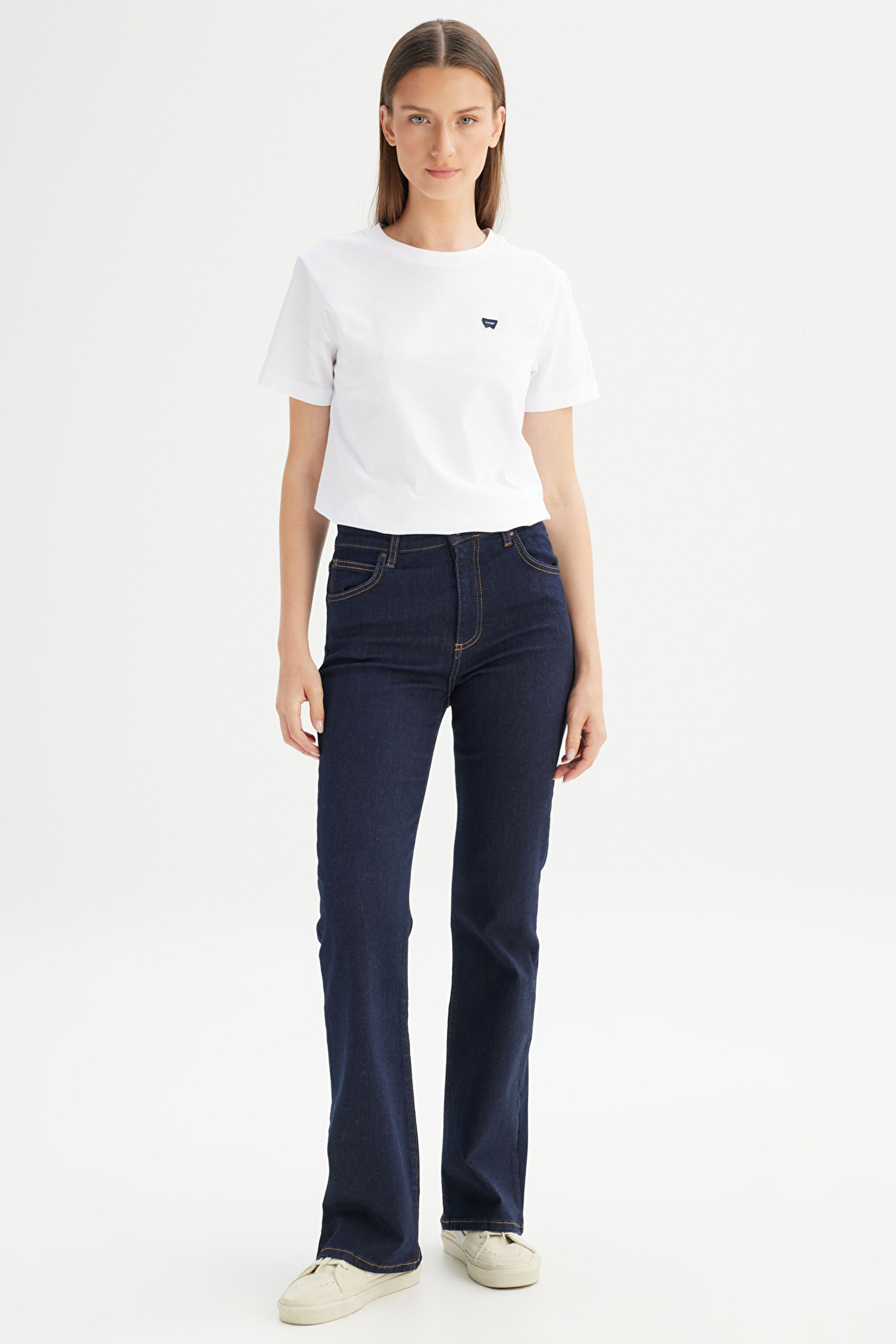 Flare Fit Normal Bel Geniş Paça Lacivert Esnek Jean Denim Pantolon