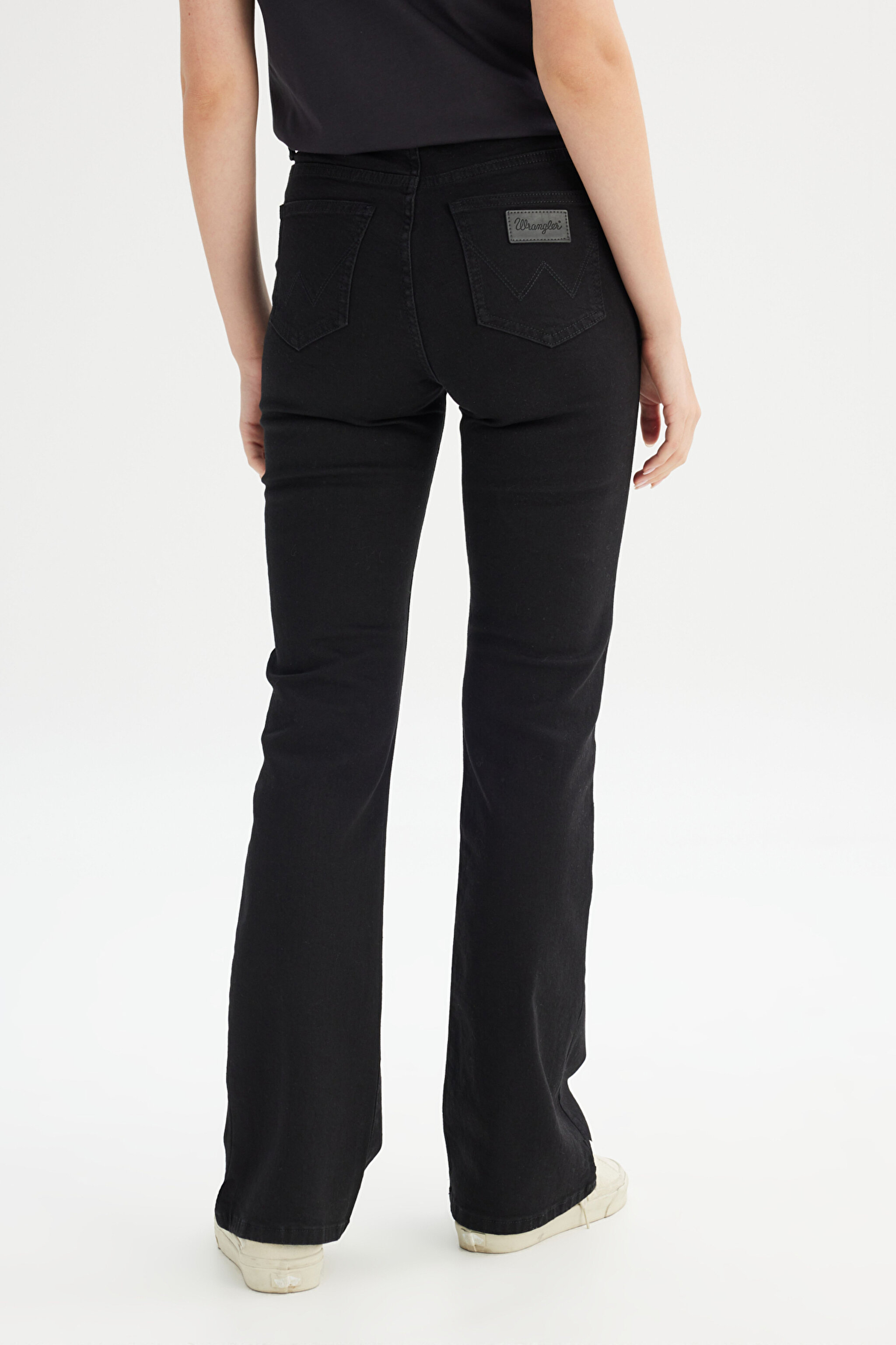 Flare Fit Normal Bel Geniş Paça Siyah Esnek Jean Denim Pantolon