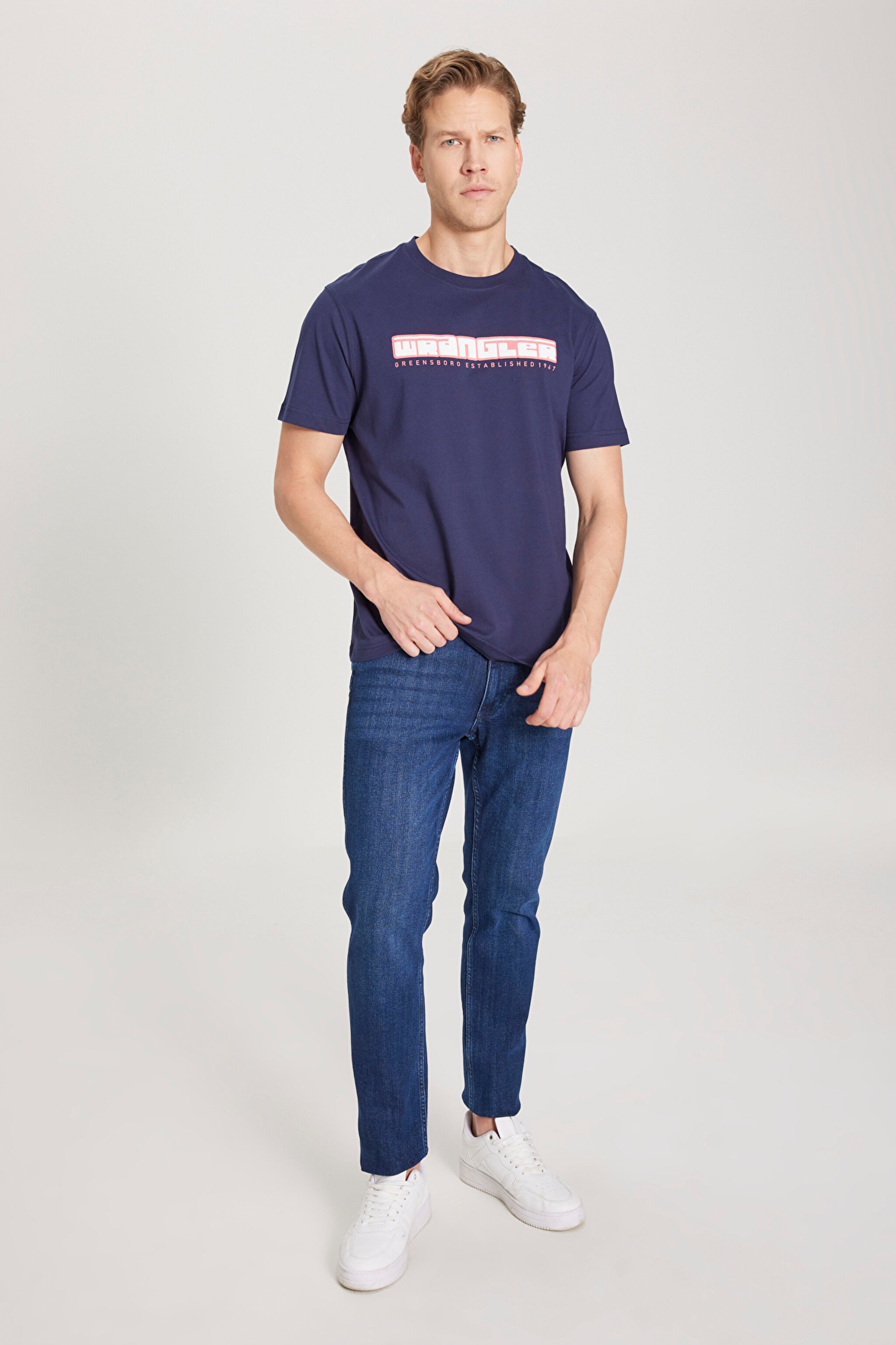 Regular Fit Normal Kesim Bisiklet Yaka %100 Pamuk Lacivert Tişört - Navy-W241199410 (görsel 3)