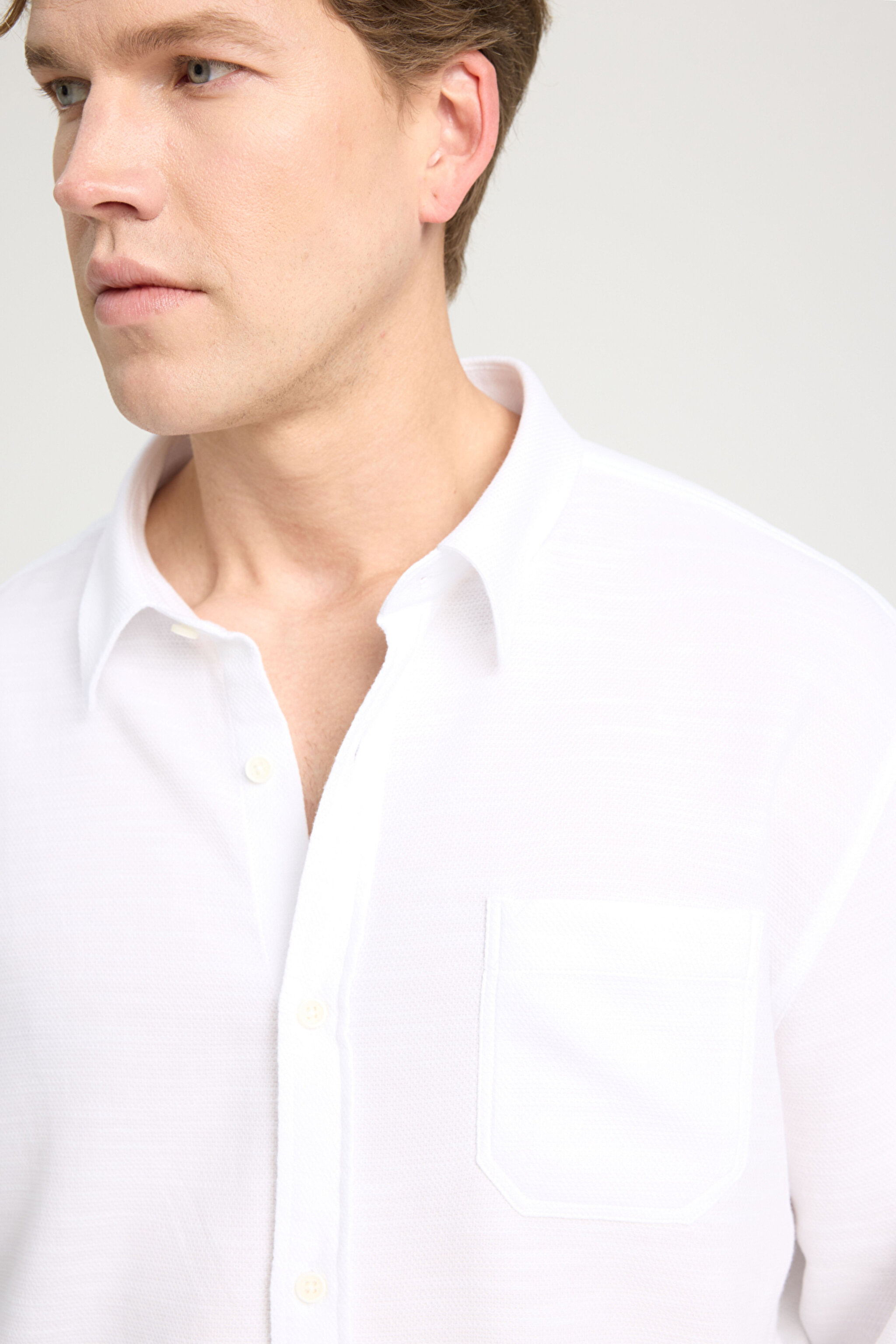 Loose Fit Rahat Kesim %100 Pamuk Beyaz Gömlek - White-W241248100 (görsel 4)