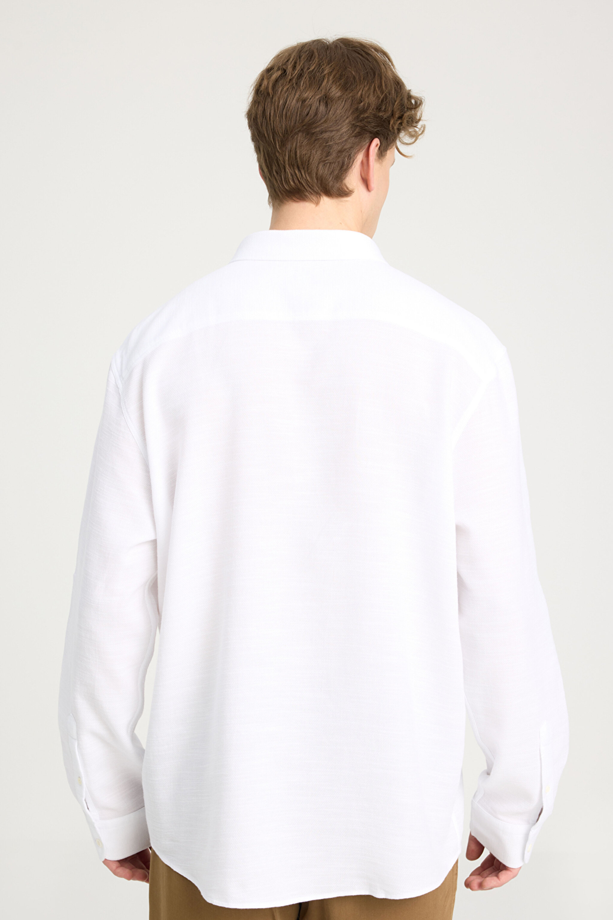 Loose Fit Rahat Kesim %100 Pamuk Beyaz Gömlek - White-W241248100 (görsel 5)