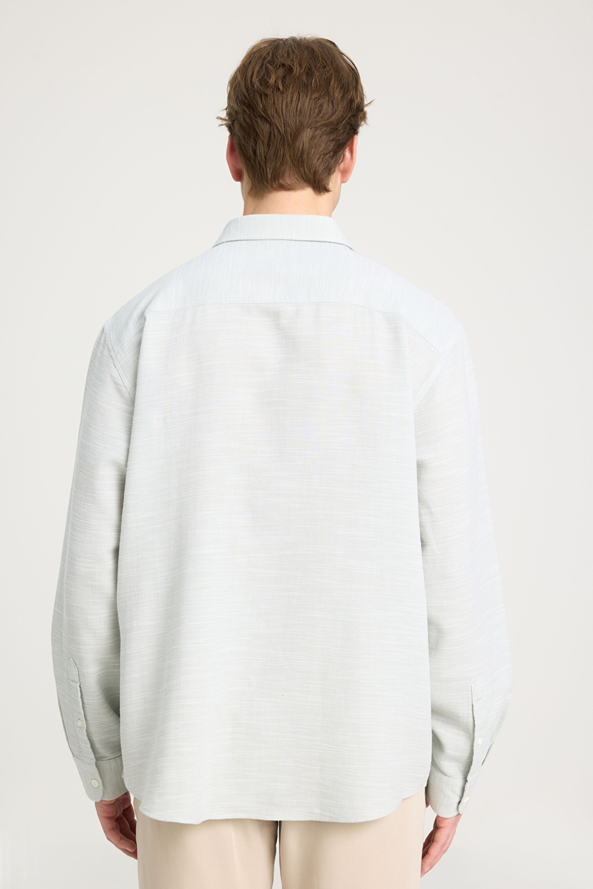 Loose Fit Rahat Kesim %100 Pamuk Mint Yeşili Gömlek - Mint Green-W241248303 (görsel 5)