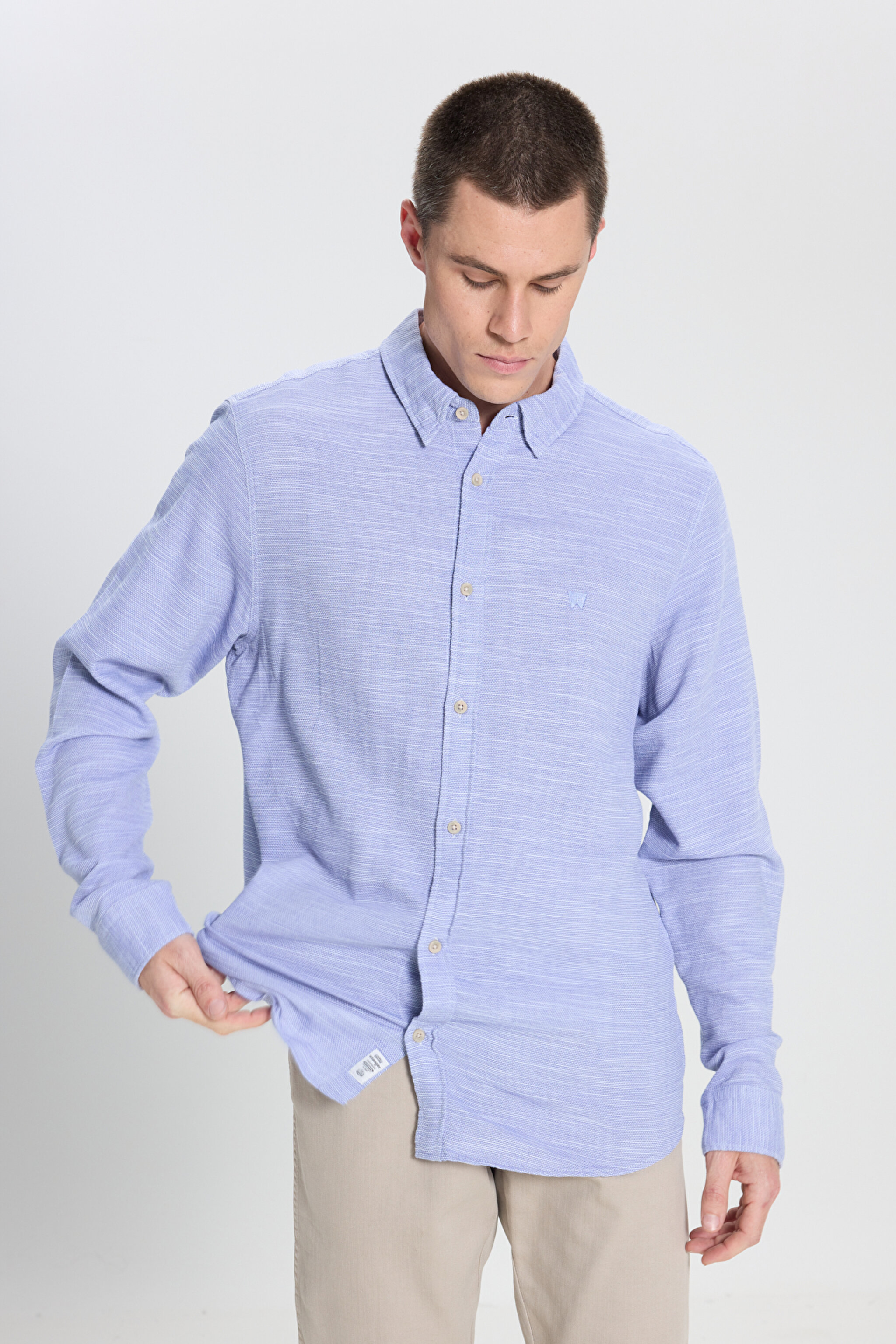 Loose Fit Rahat Kesim %100 Pamuk Mavi Gömlek - Blue-W241248400 (görsel 2)