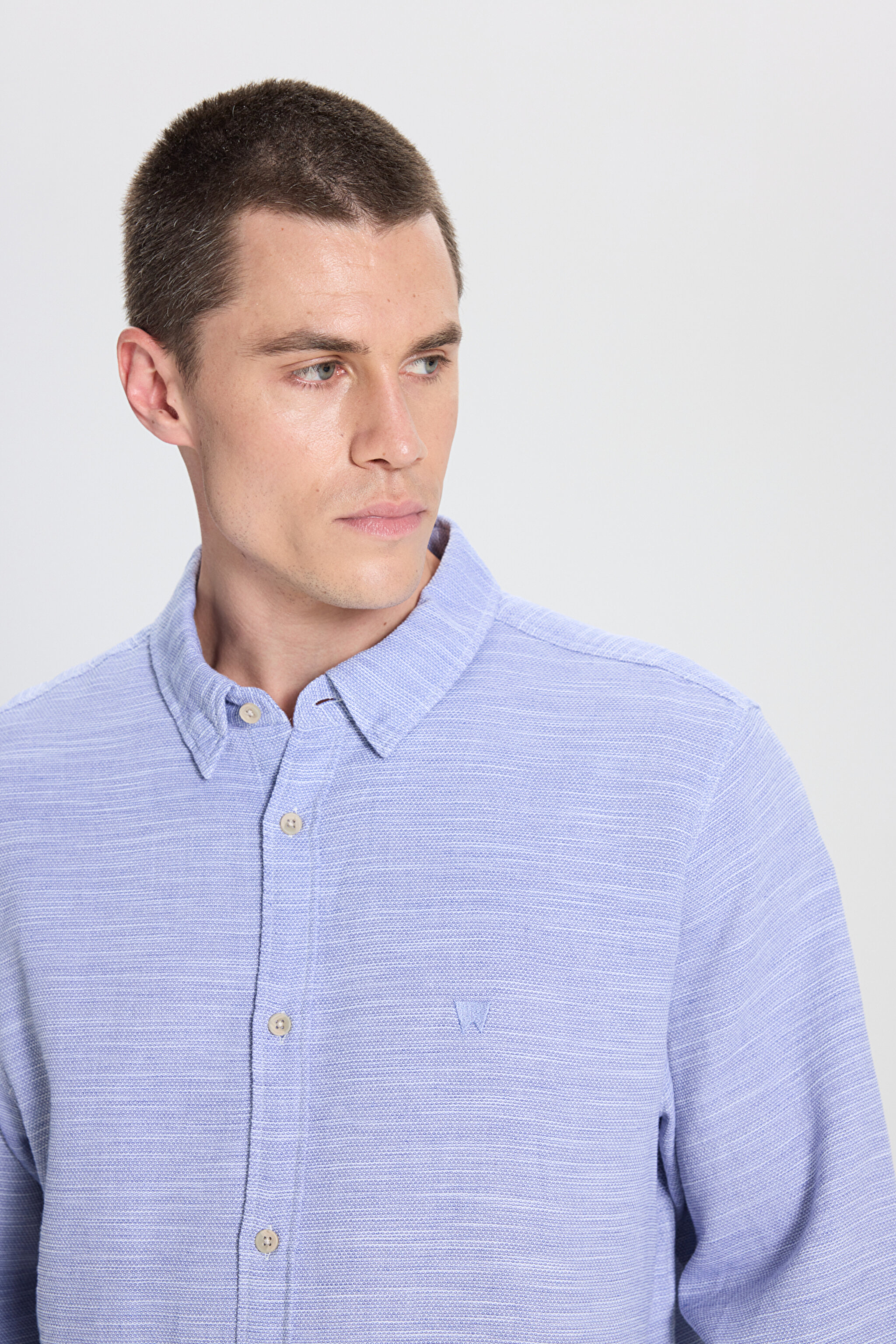 Loose Fit Rahat Kesim %100 Pamuk Mavi Gömlek - Blue-W241248400 (görsel 4)