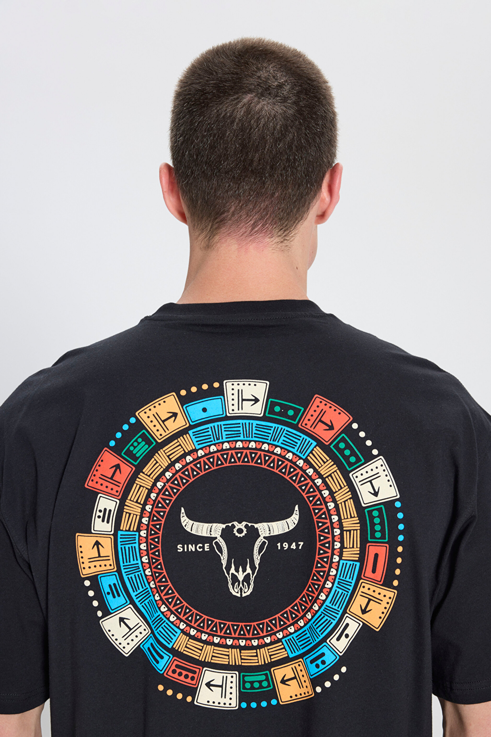 Loose Fit Rahat Kesim Bisiklet Yaka %100 Pamuk Siyah Tişört - Black-W241299001 (görsel 3)