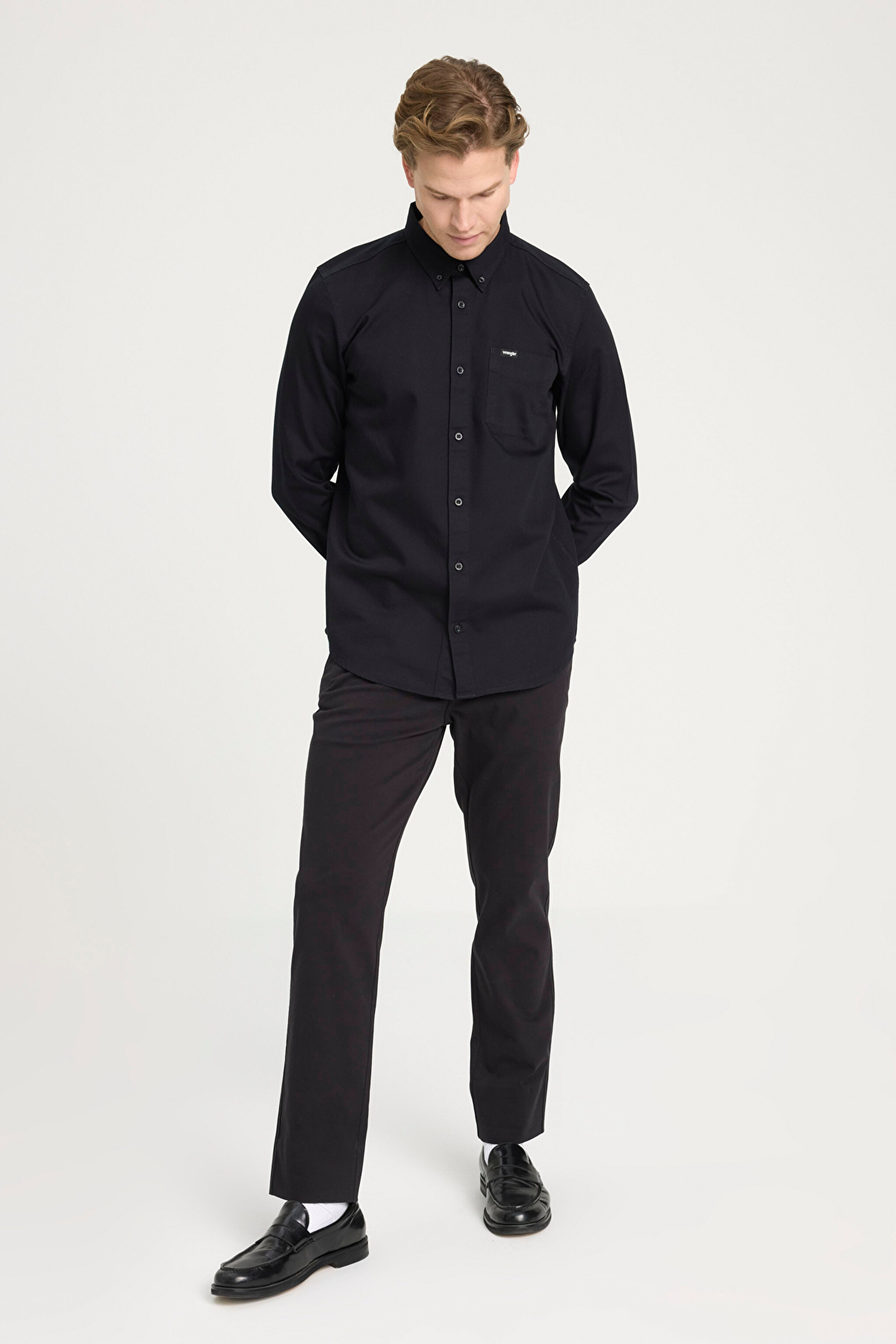Regular Fit Normal Kesim %100 Pamuk Siyah Gömlek - Black-W241464001 (görsel 3)