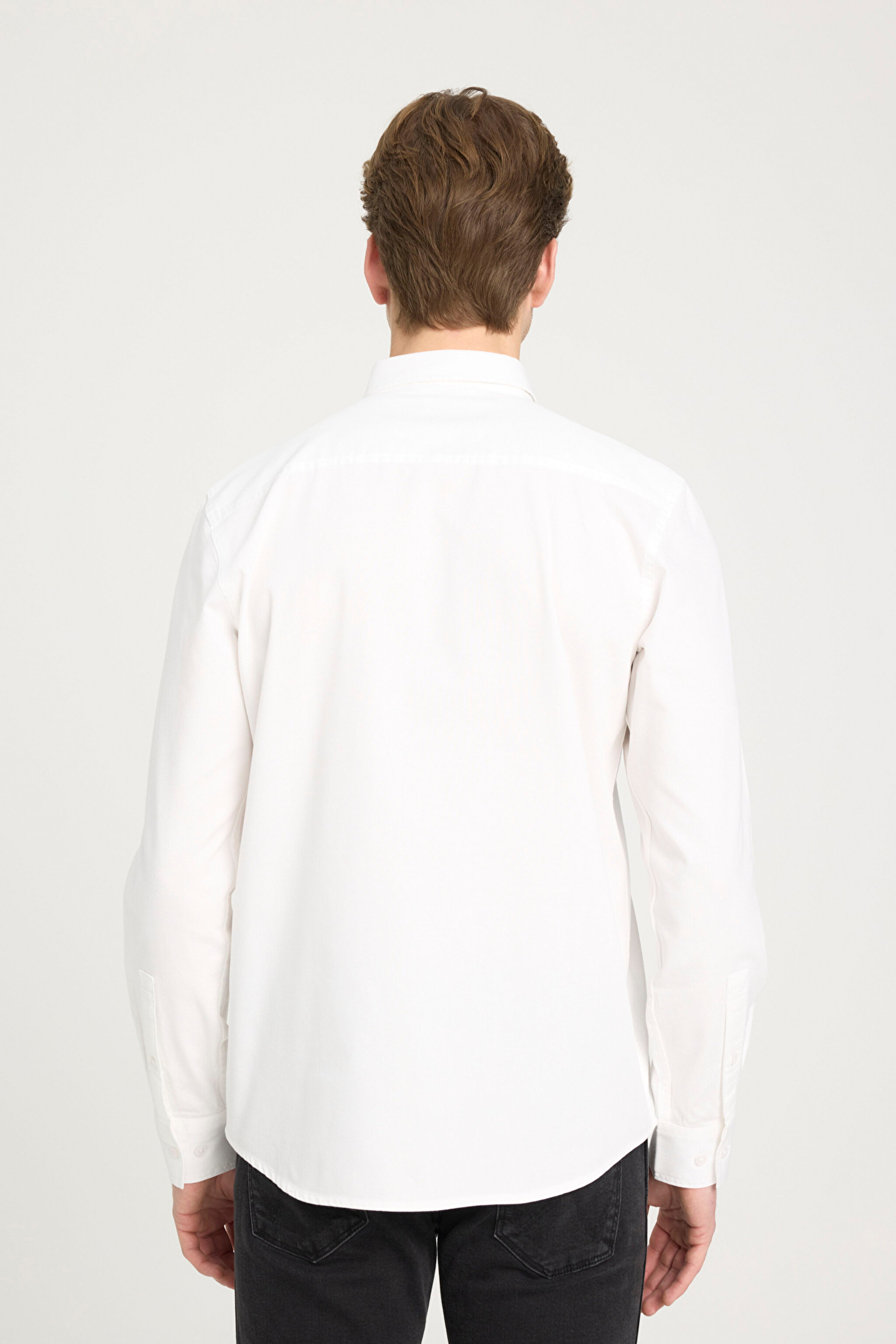 Regular Fit Normal Kesim %100 Pamuk Beyaz Gömlek - White-W241464100 (görsel 5)