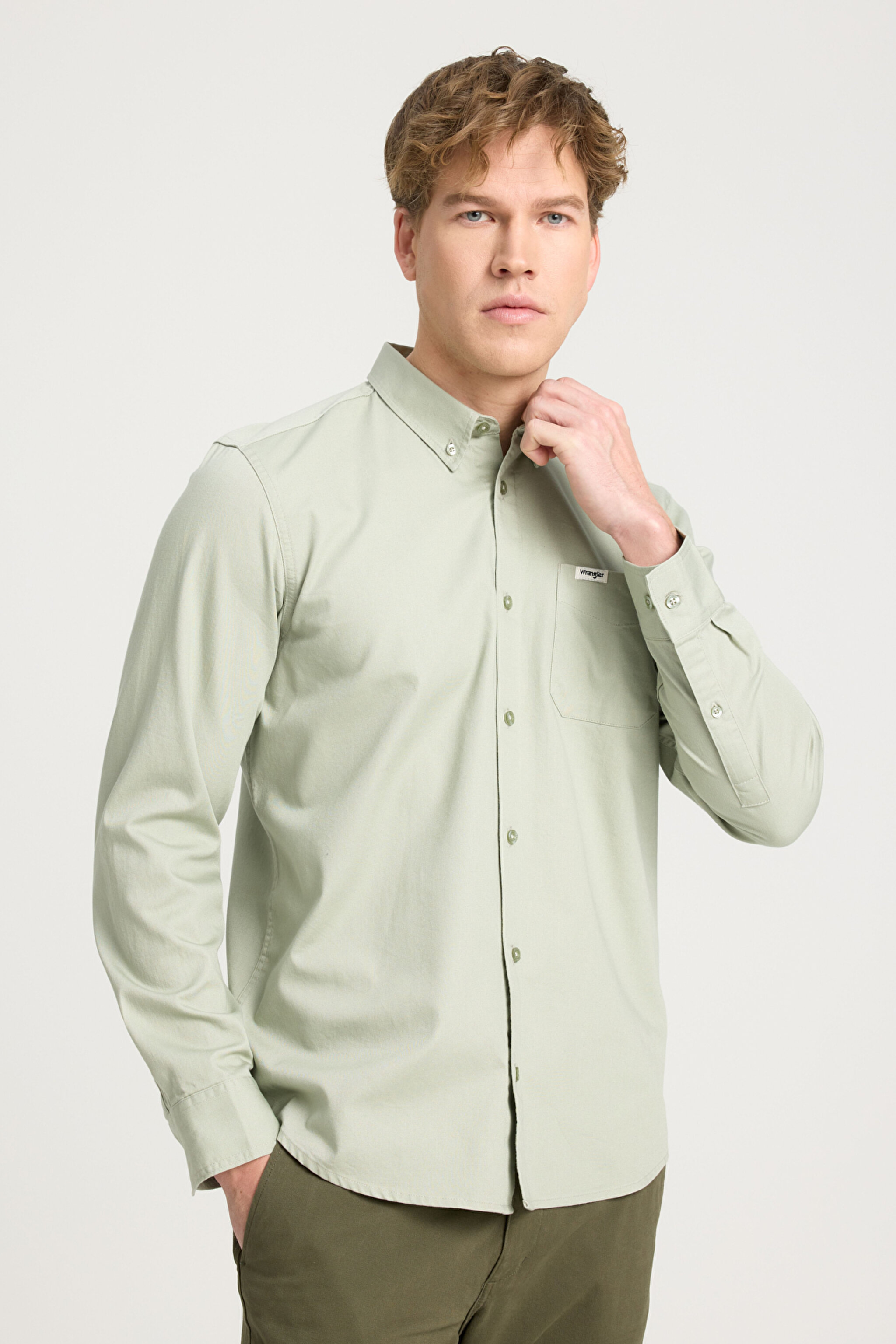 Regular Fit Normal Kesim %100 Pamuk Mint Yeşili Gömlek - Mint Green-W241464303