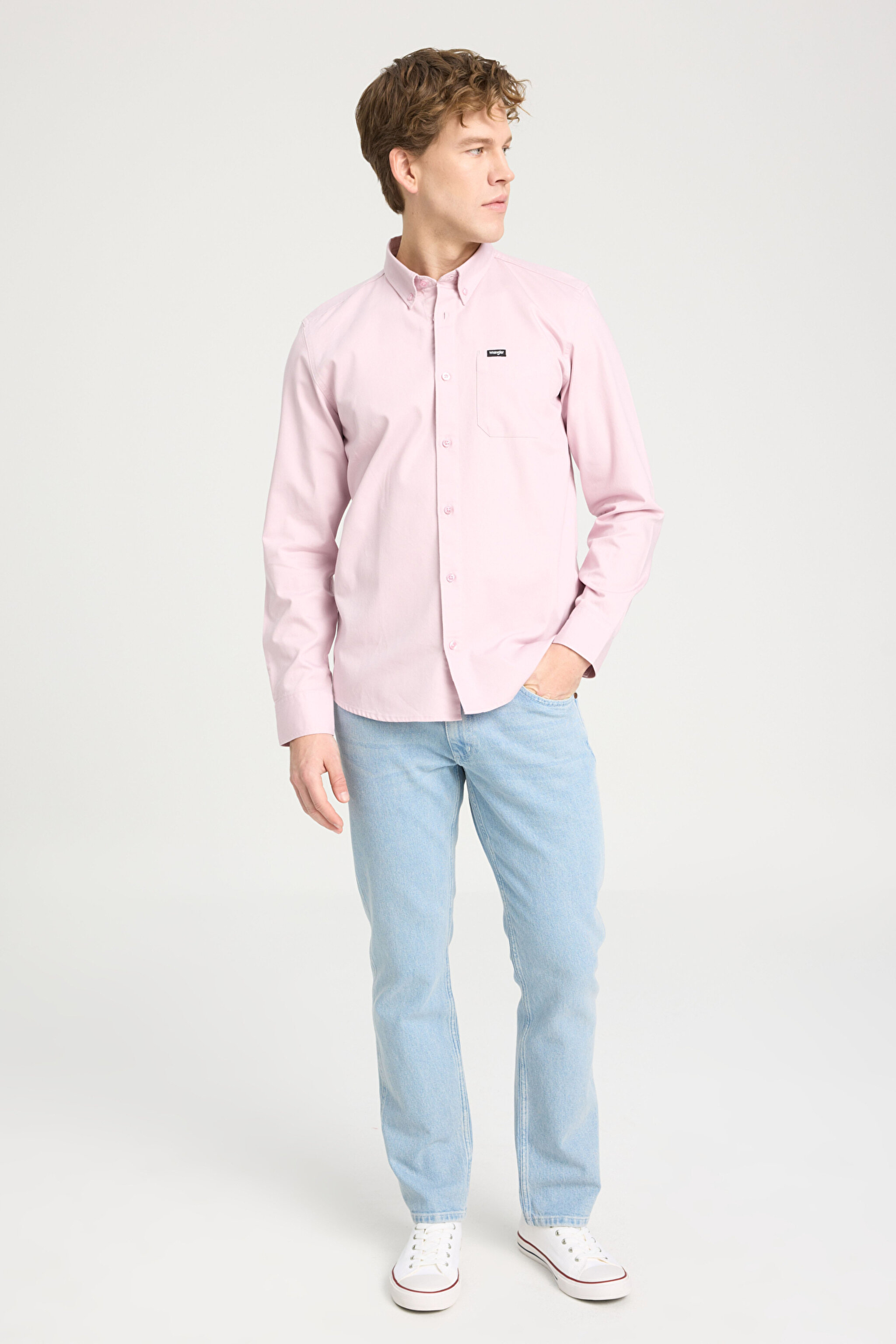 Regular Fit Normal Kesim %100 Pamuk Pembe Gömlek - Pink-W241464611 (görsel 5)