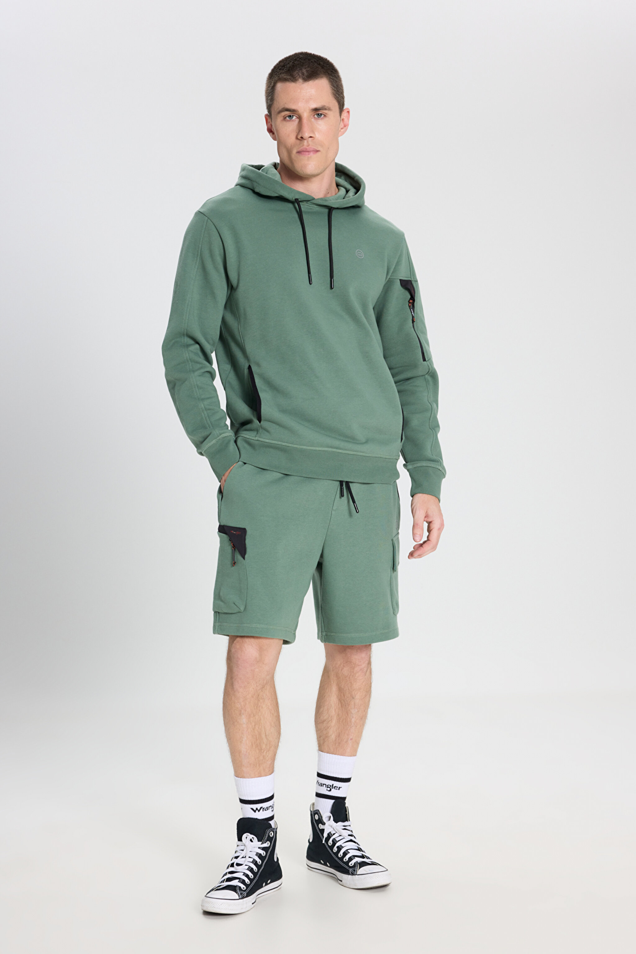 Regular Fit Normal Kesim Kapüşonlu Yeşil Sweatshirt - Green-W241467300 (görsel 2)