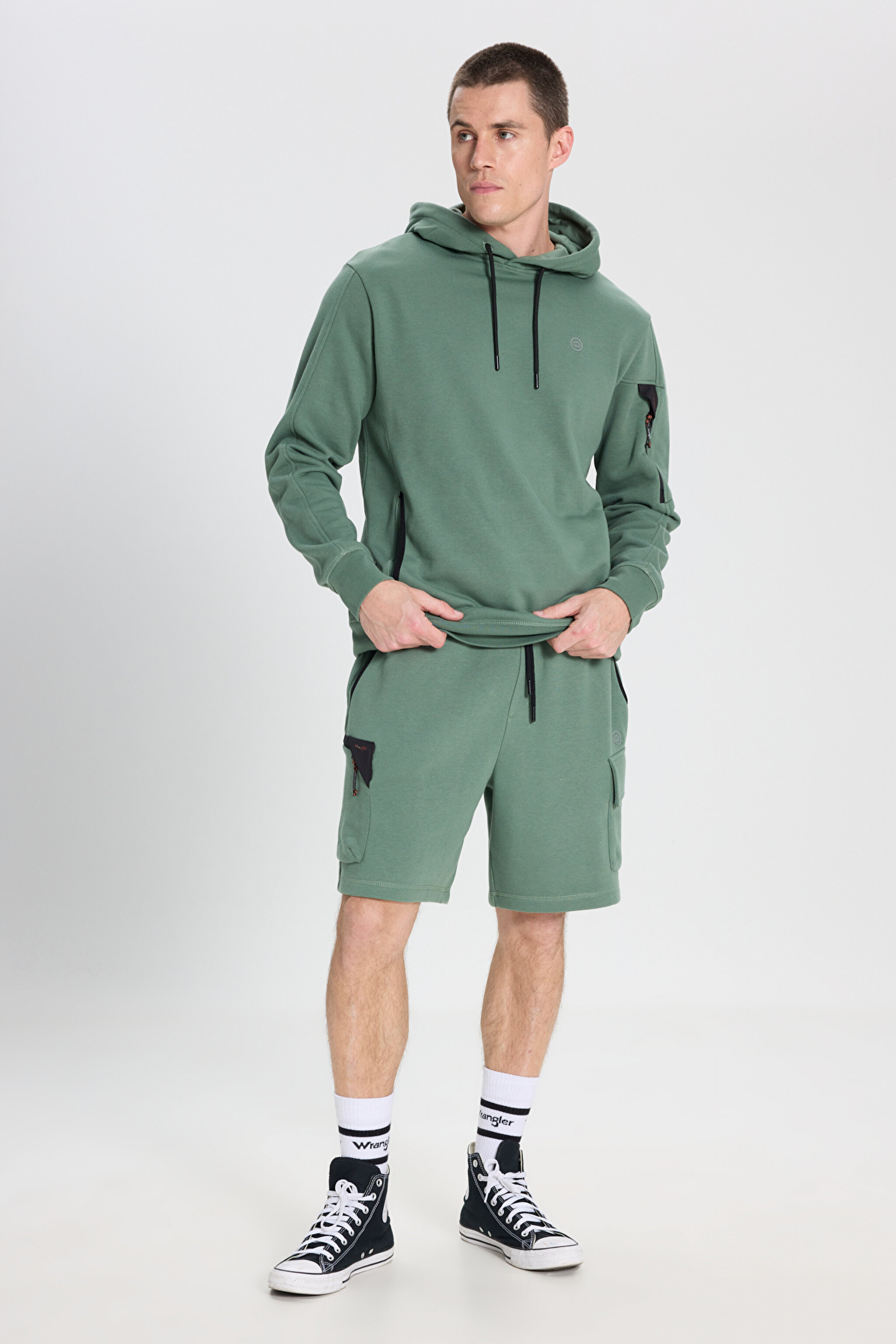 Regular Fit Normal Kesim Kapüşonlu Yeşil Sweatshirt - Green-W241467300 (görsel 3)