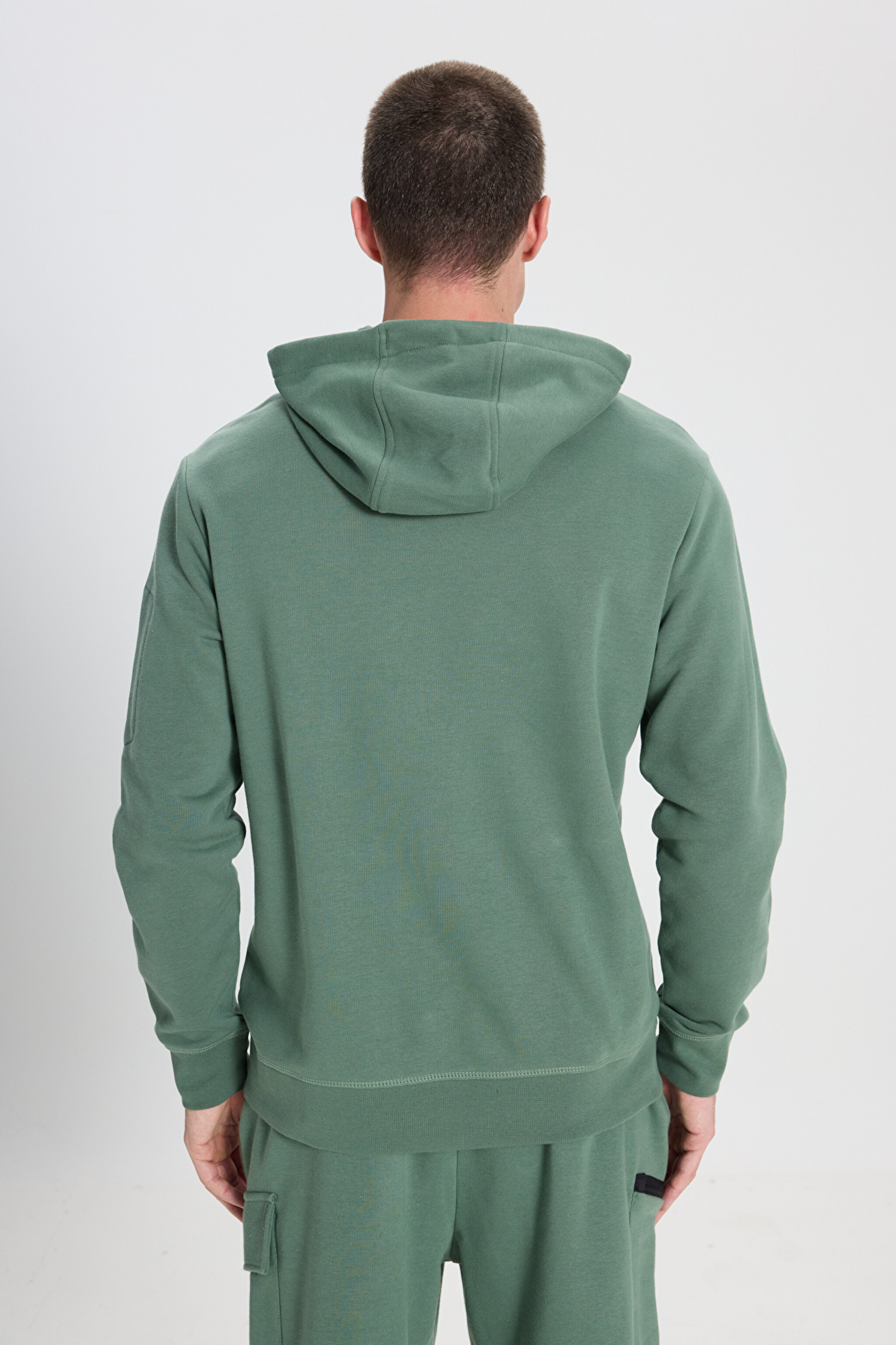 Regular Fit Normal Kesim Kapüşonlu Yeşil Sweatshirt - Green-W241467300 (görsel 5)