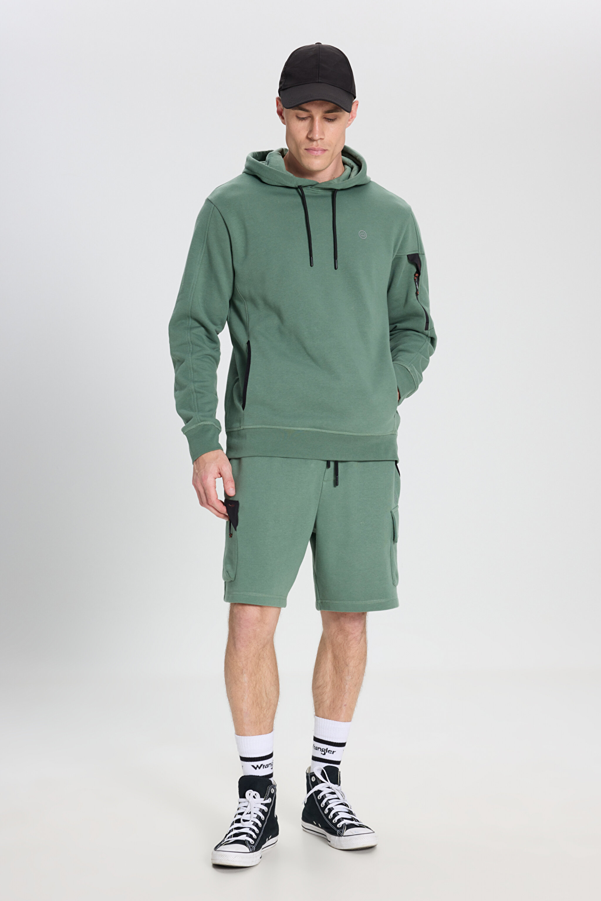 Regular Fit Normal Kesim Normal Bel Yeşil Sweat Şort