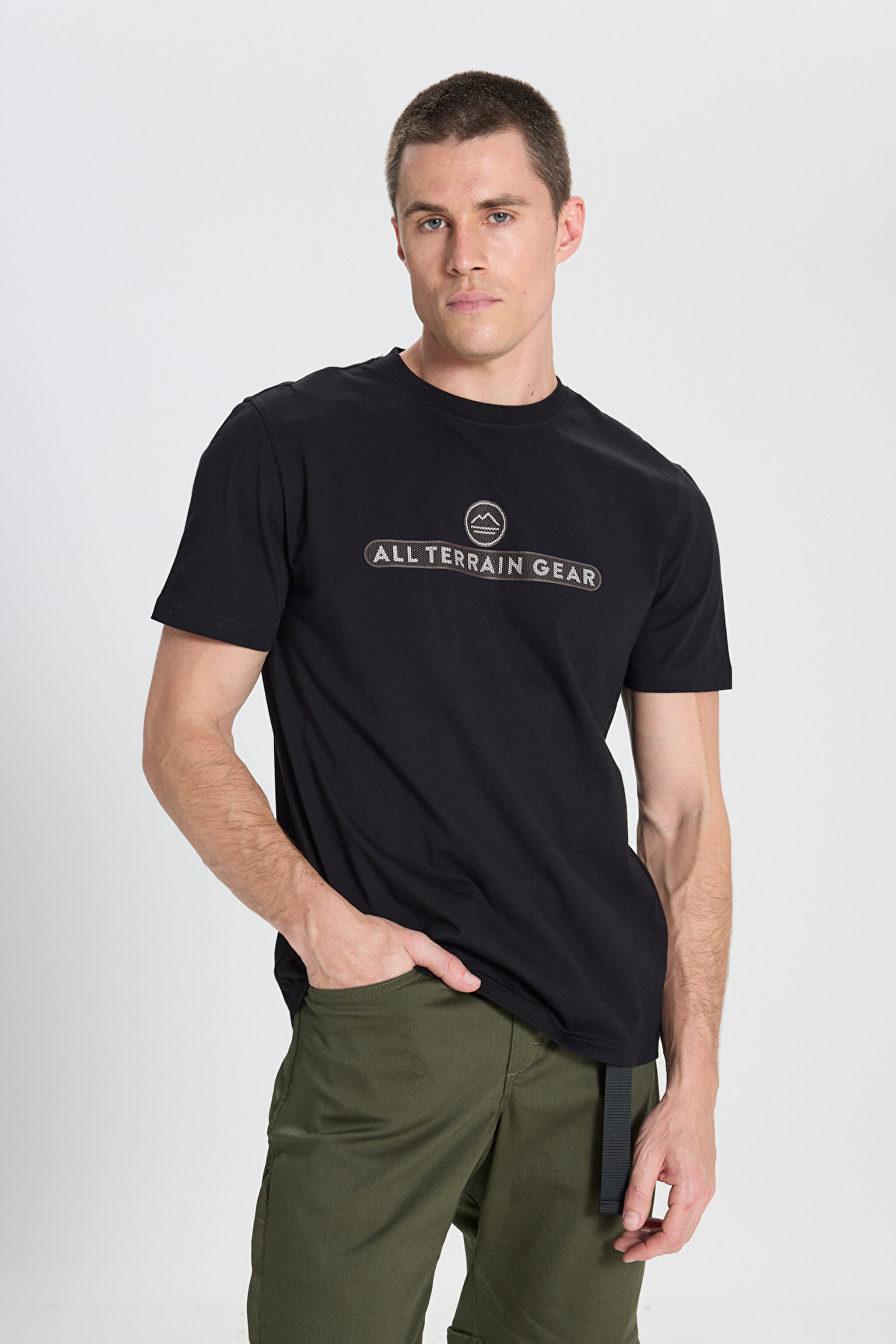 All Terrain Gear Regular Fit Normal Kesim Bisiklet Yaka %100 Pamuk Siyah Tişört - Black-W241538001