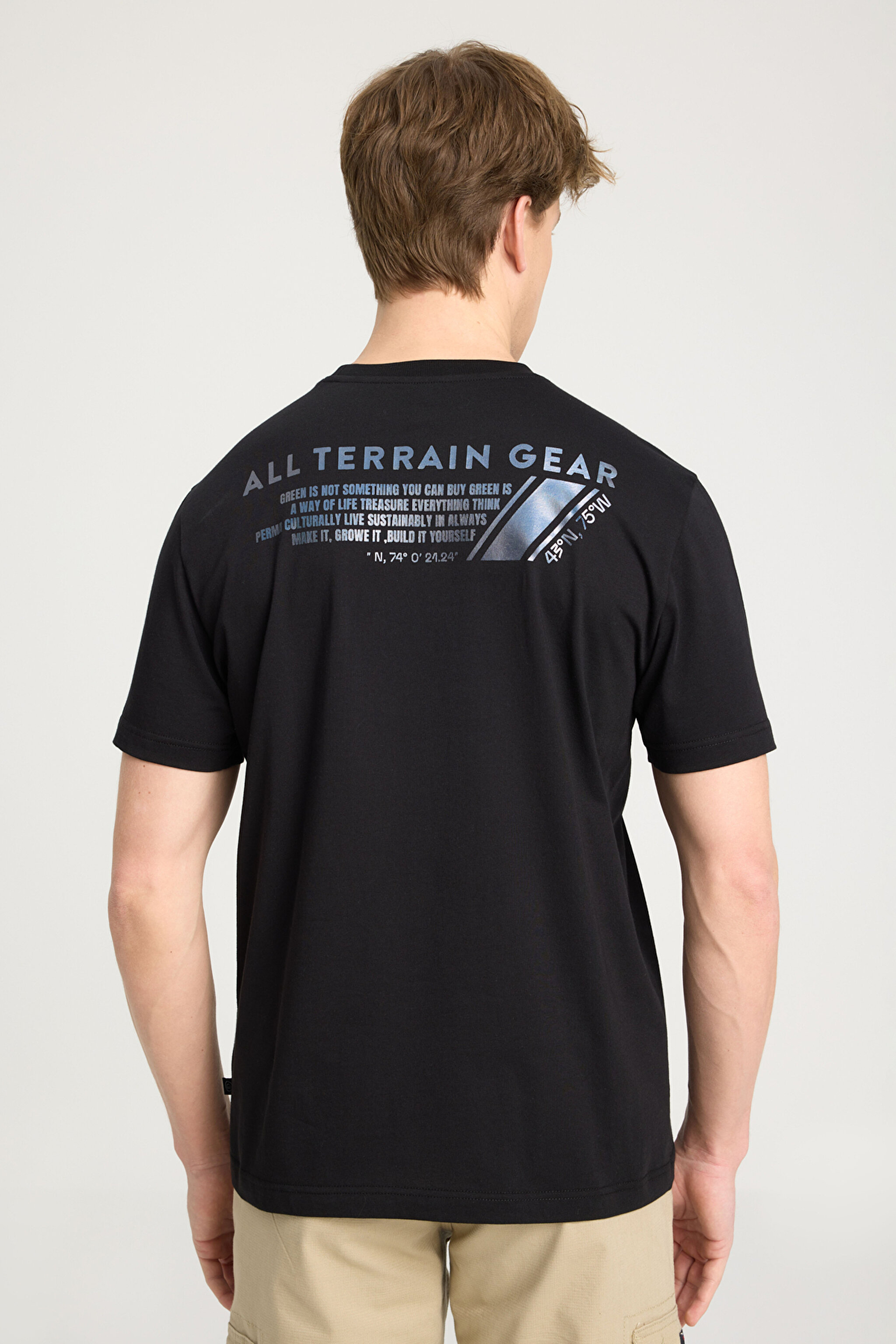 Regular Fit Normal Kesim Bisiklet Yaka %100 Pamuk Siyah Tişört - Black-W241546001 (görsel 2)