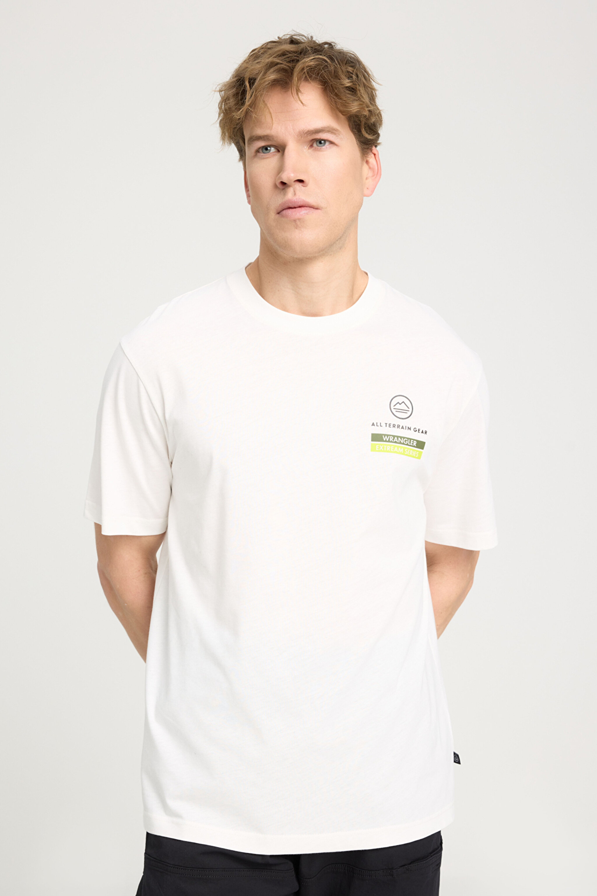 All Terrain Gear Loose Fit Rahat Kesim Bisiklet Yaka %100 Pamuk Kırık Beyaz Tişört - Off White-W241550102