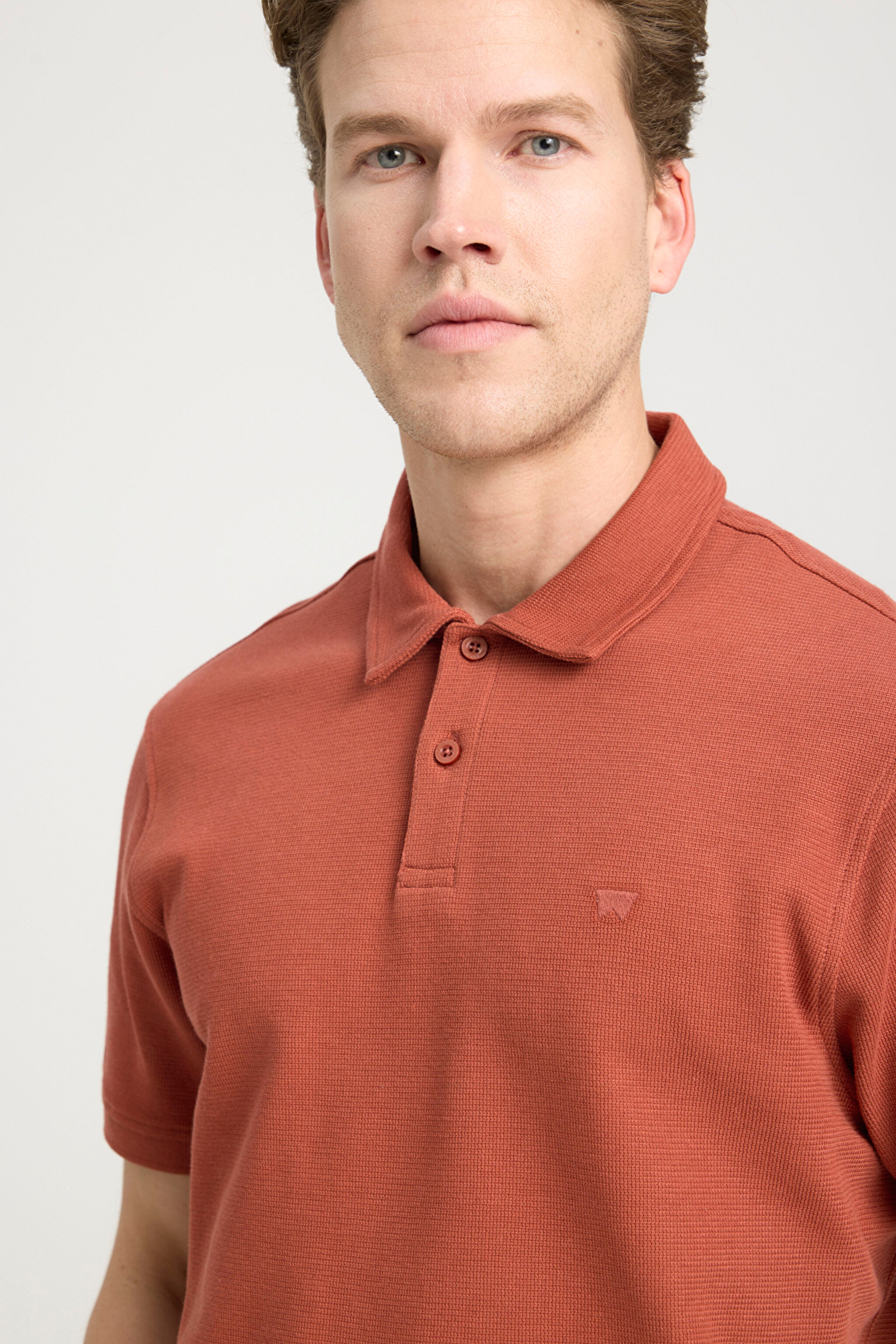 Regular Fit Normal Kesim Polo Yaka Kiremit Rengi Tişört - Brick-W241557222 (görsel 4)