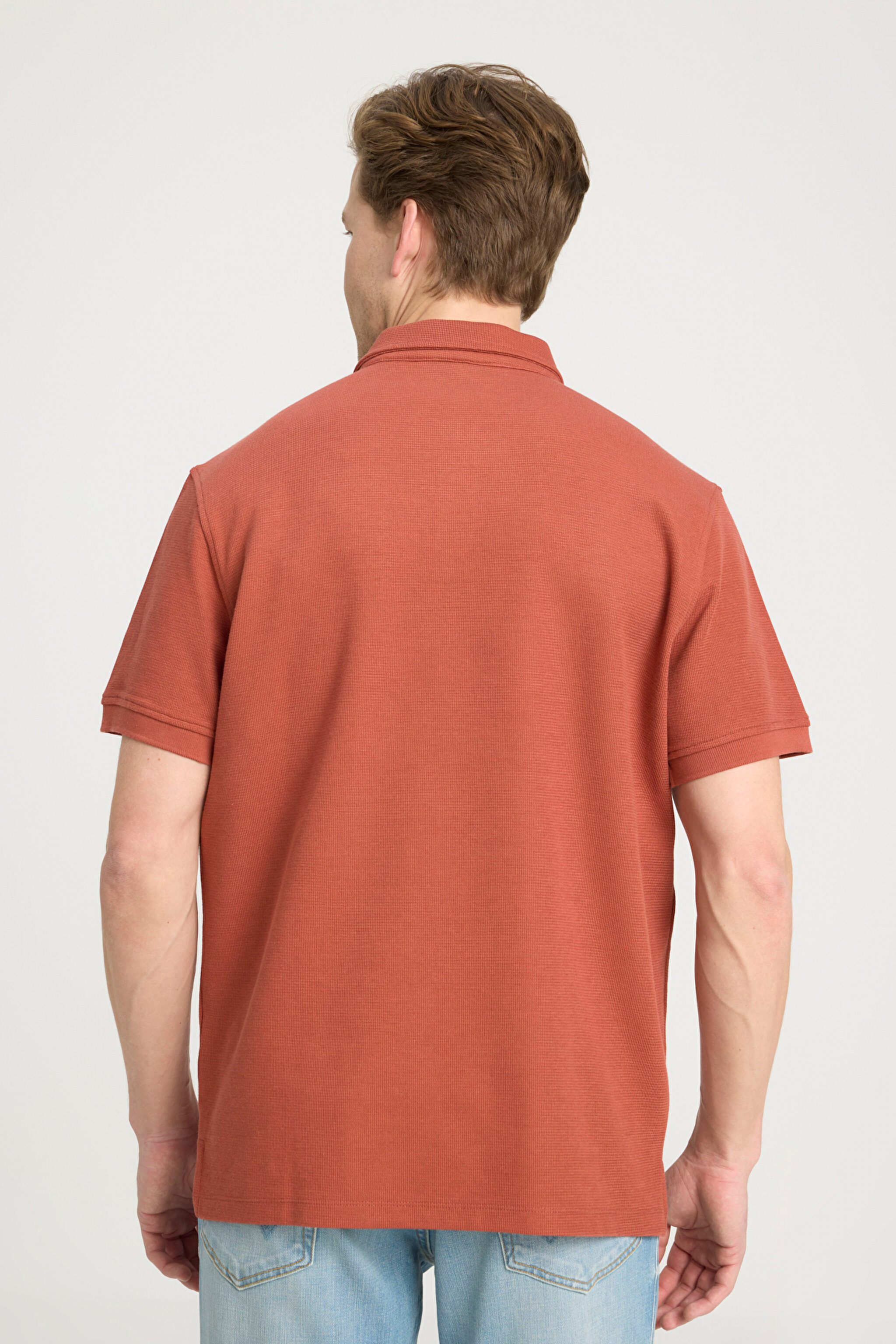 Regular Fit Normal Kesim Polo Yaka Kiremit Rengi Tişört - Brick-W241557222 (görsel 5)