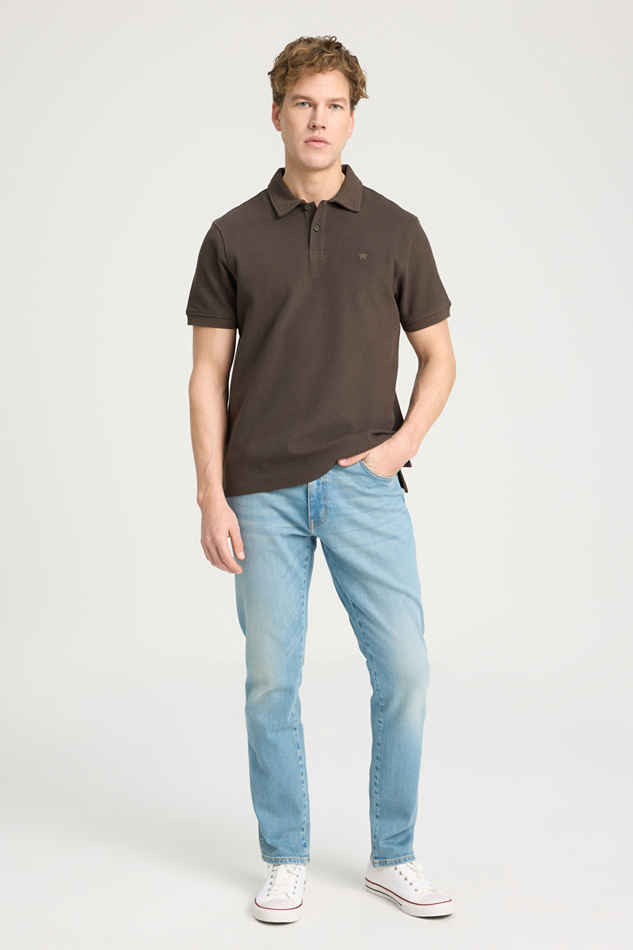 Regular Fit Normal Kesim Polo Yaka Haki Tişört - Khaki-W241557801 (görsel 3)