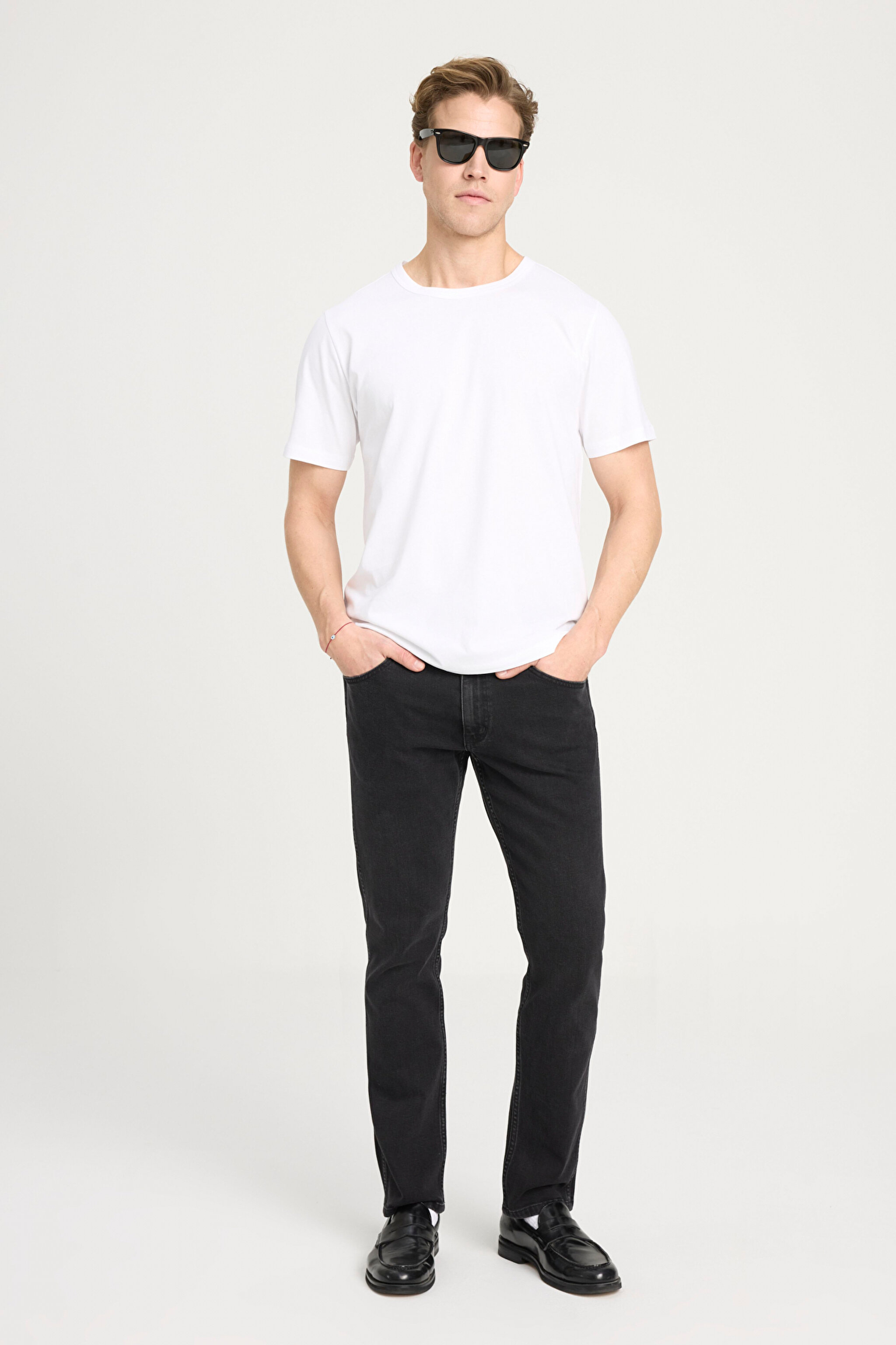Regular Fit Normal Kesim Bisiklet Yaka %100 Pamuk Ekru Tişört - Ecru-W241575104 (görsel 3)