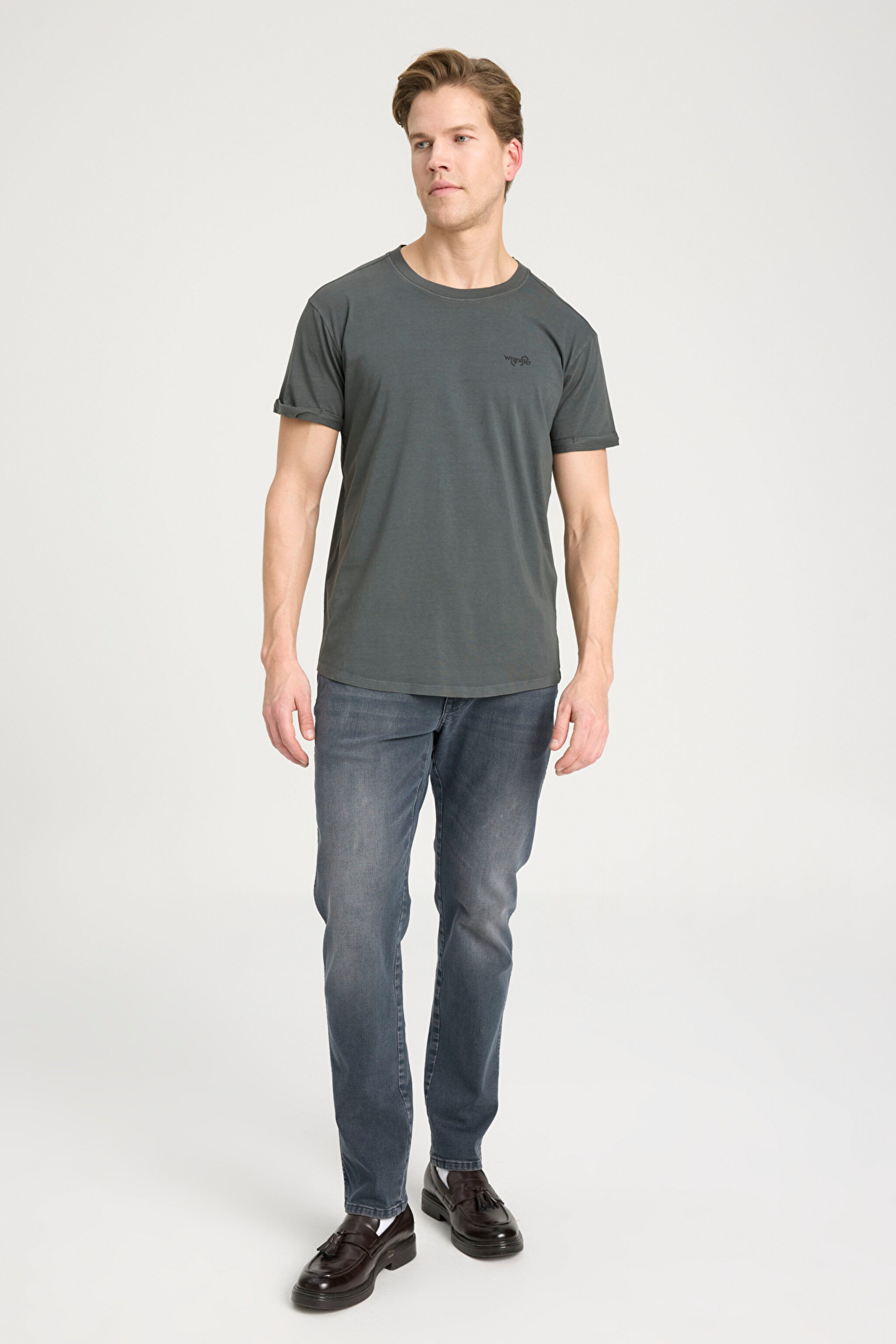Loose Fit Rahat Kesim Bisiklet Yaka %100 Pamuk Siyah Tişört - Washed Black-W241576ON (görsel 3)