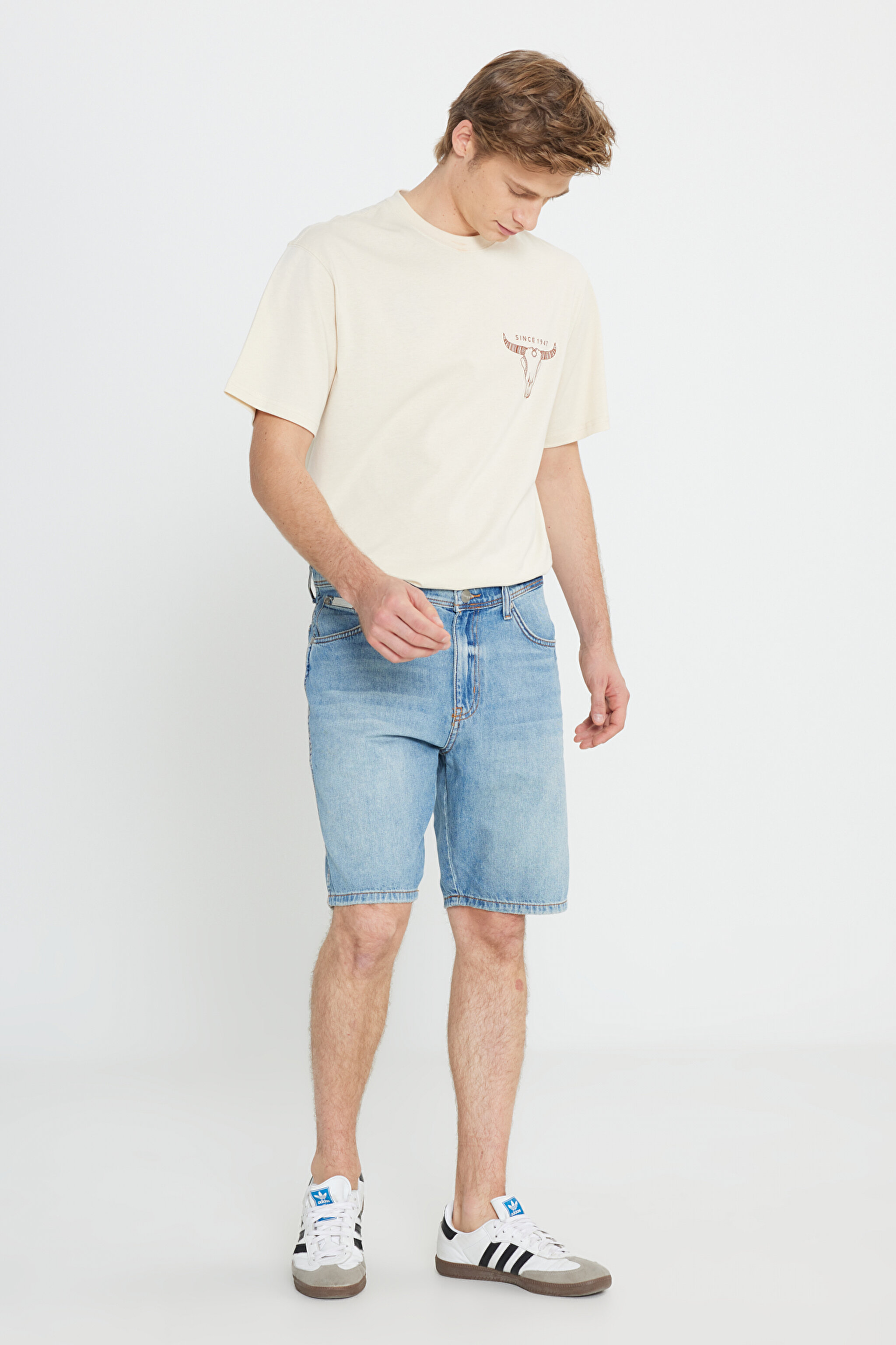 Regular Fit Normal Kesim Normal Bel %100 Pamuk Açık Mavi Jean Kot Şort - Light Blue-W241579404