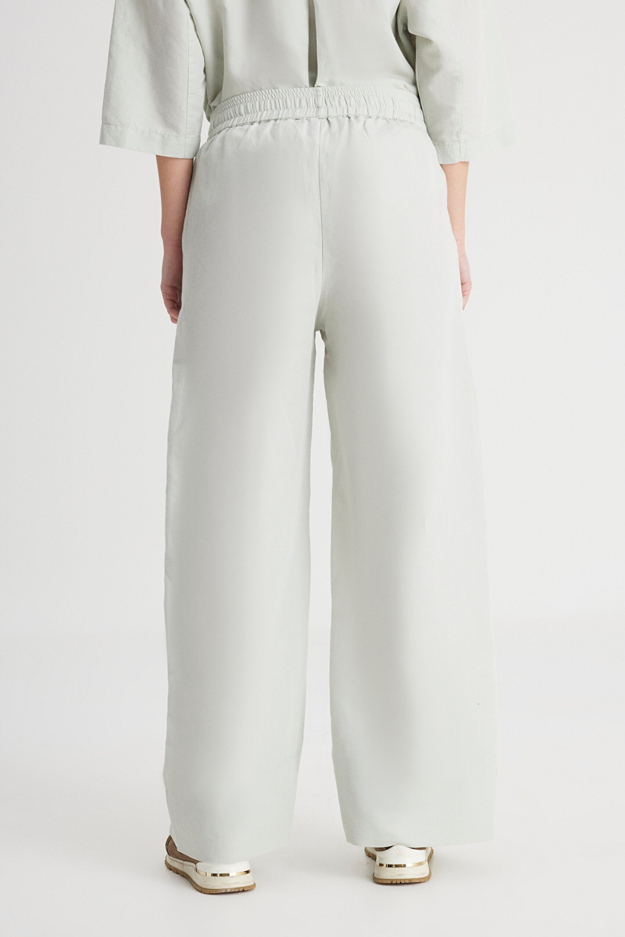 Loose Fit Geniş Kesim Normal Bel Geniş Paça Mint Yeşili Pantolon - Mint Green-W241596303 (görsel 6)