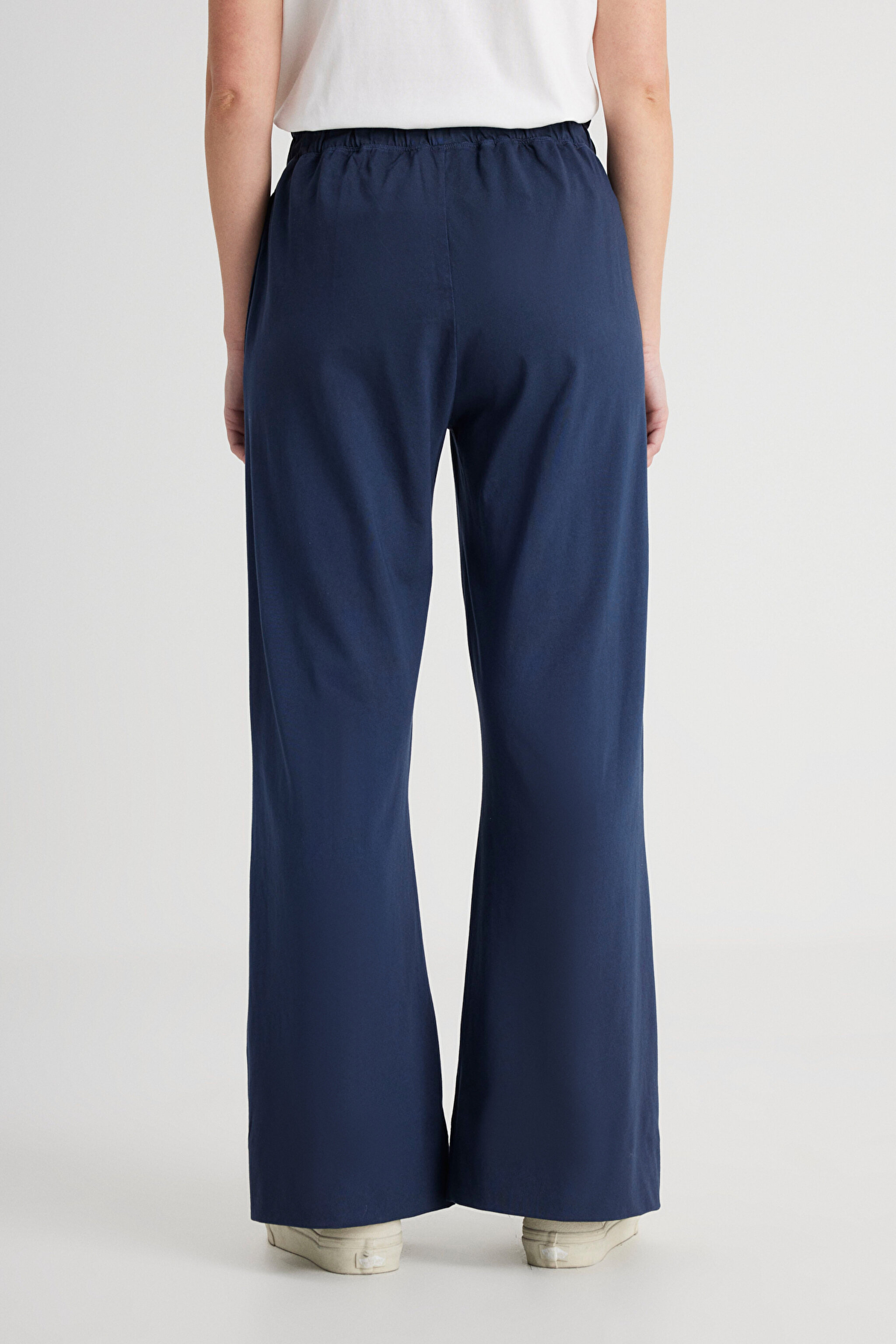 Loose Fit Rahat Kesim Yüksek Bel Geniş Paça %100 Pamuk Lacivert Sweatpant Eşofman - Navy-W241602410 (görsel 5)