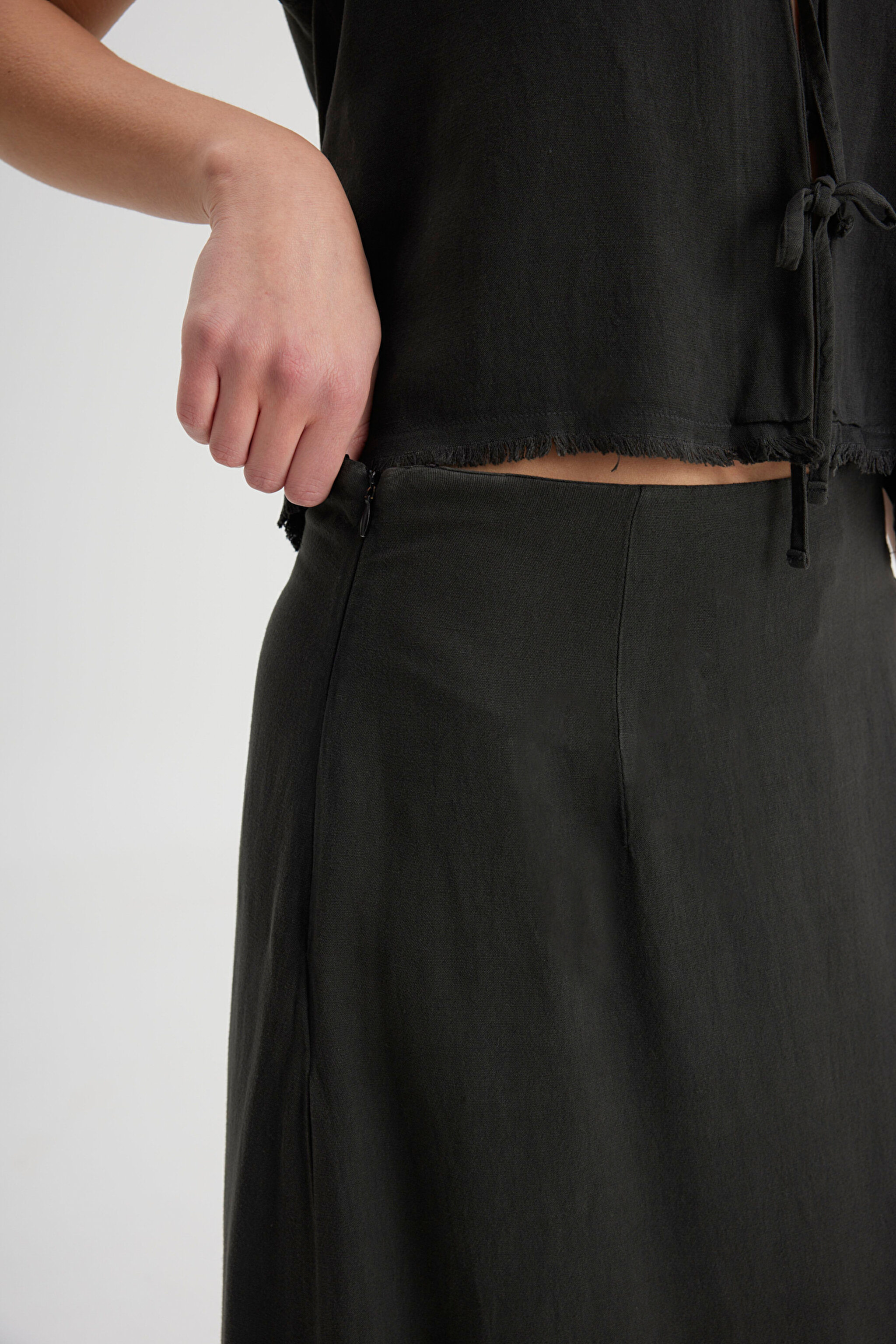 Regular Fit Normal Kesim Normal Bel Siyah Etek - Black-W241609001 (görsel 4)