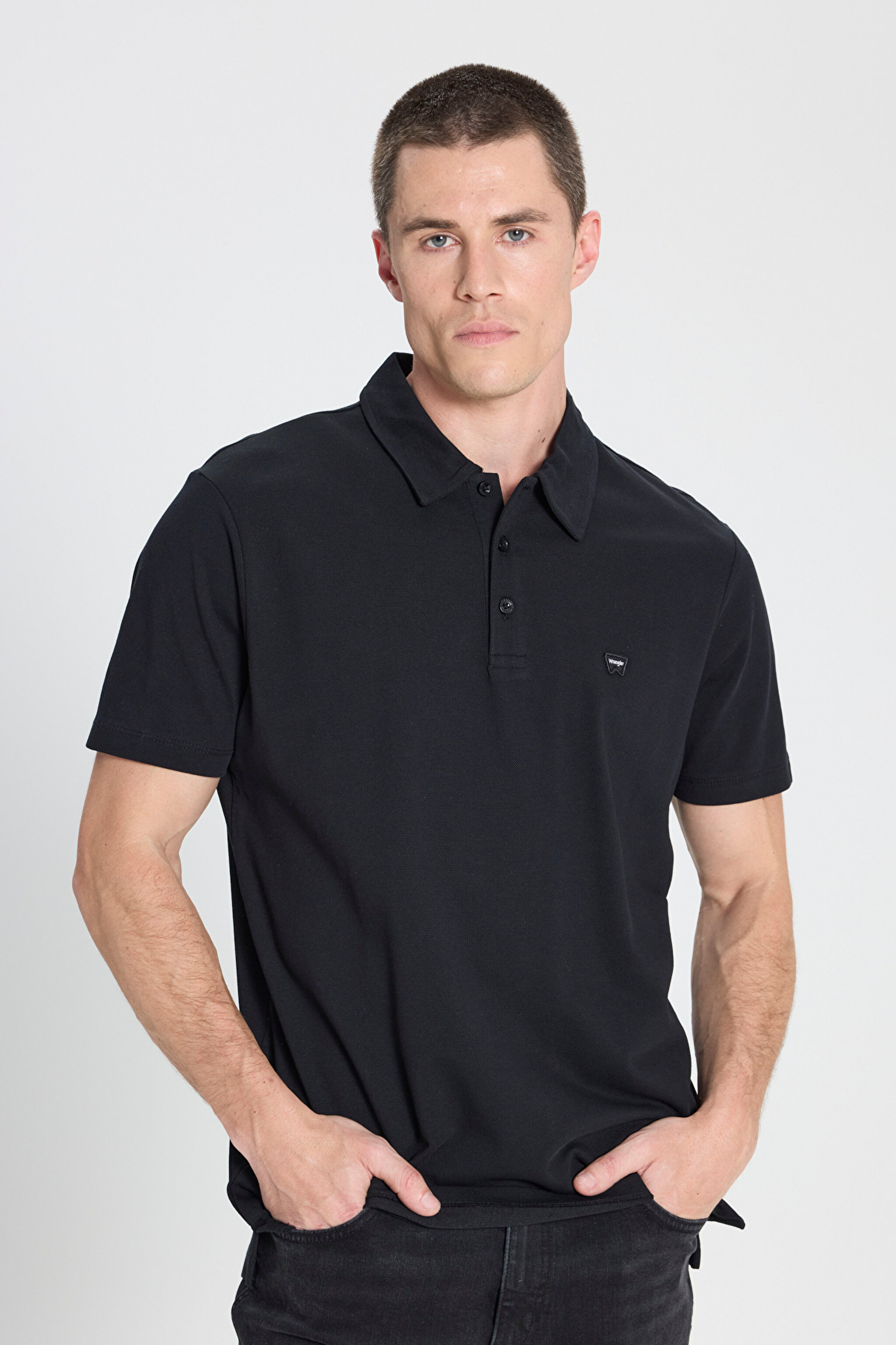 Regular Fit Normal Kesim Siyah Polo Yaka Tişört - Black-W241648001 (görsel 2)