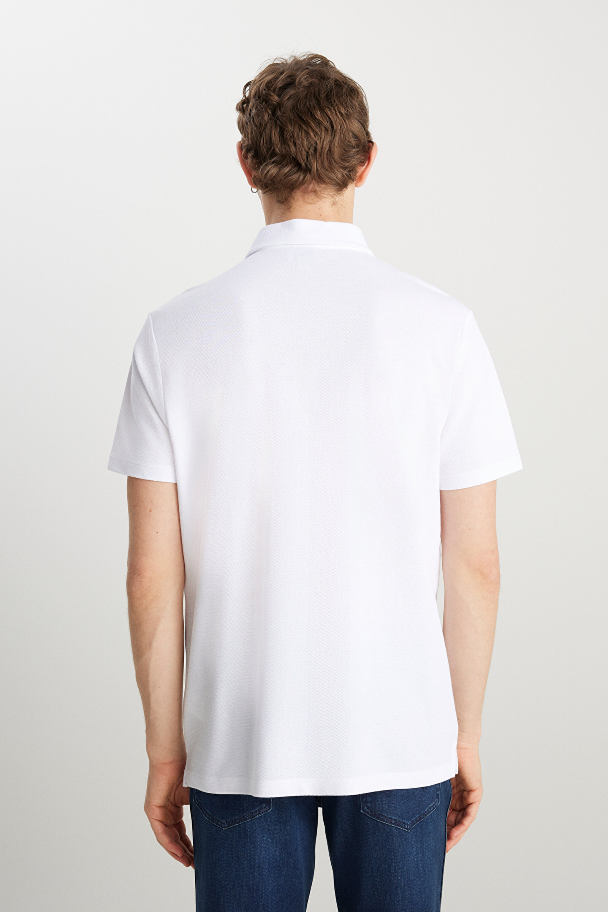 Regular Fit Normal Kesim Beyaz Polo Yaka Tişört - White-W241648100 (görsel 5)