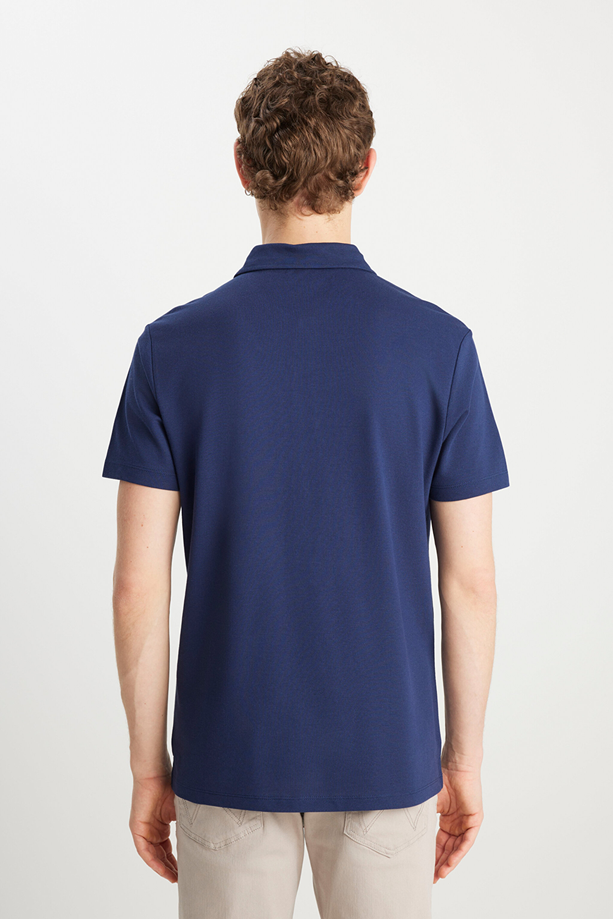 Regular Fit Normal Kesim Lacivert Polo Yaka Tişört - Navy-W241648410 (görsel 5)