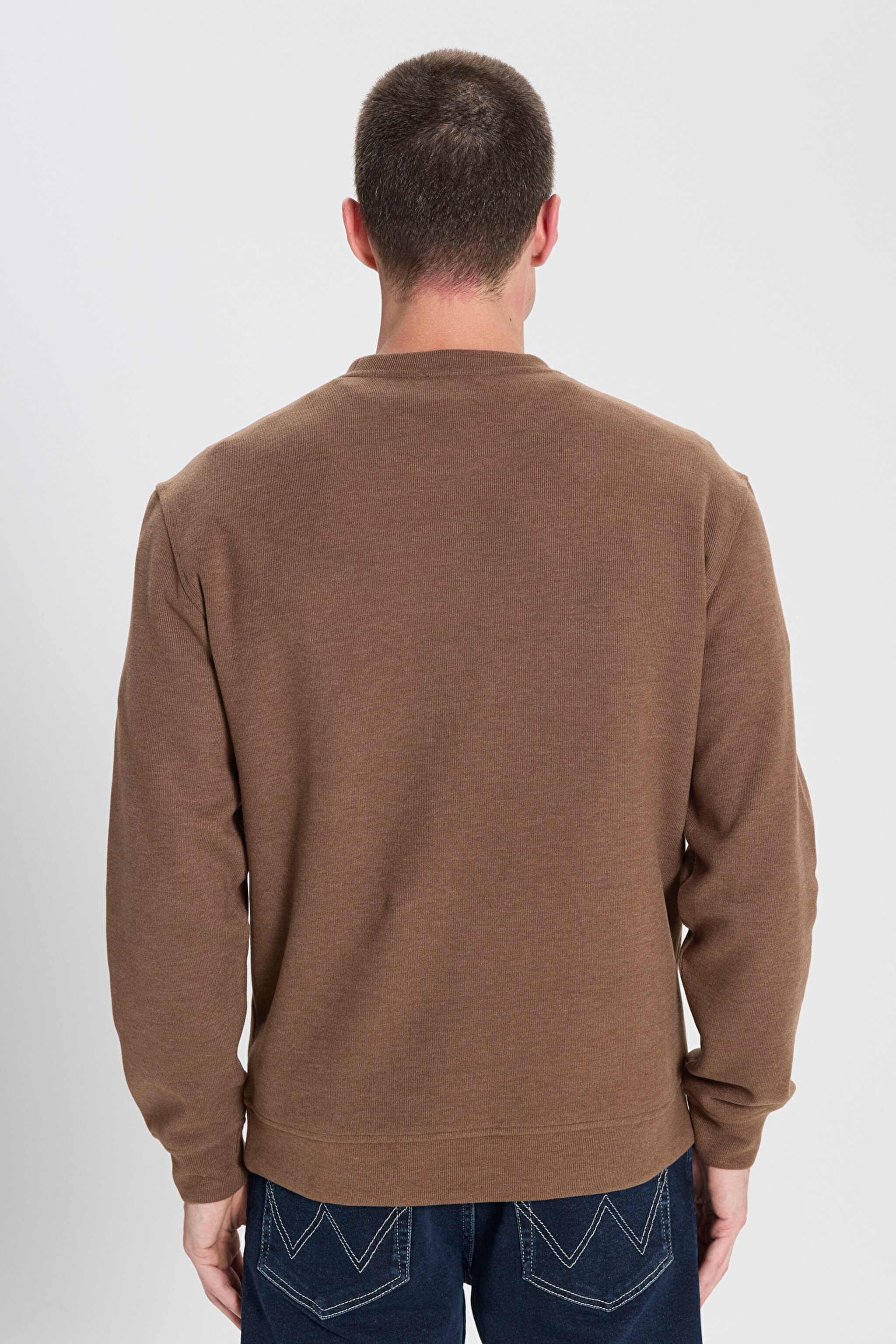 Regular Fit Normal Kesim Bisiklet Yaka Kahverengi Sweatshirt - Brown-W242262220 (görsel 6)