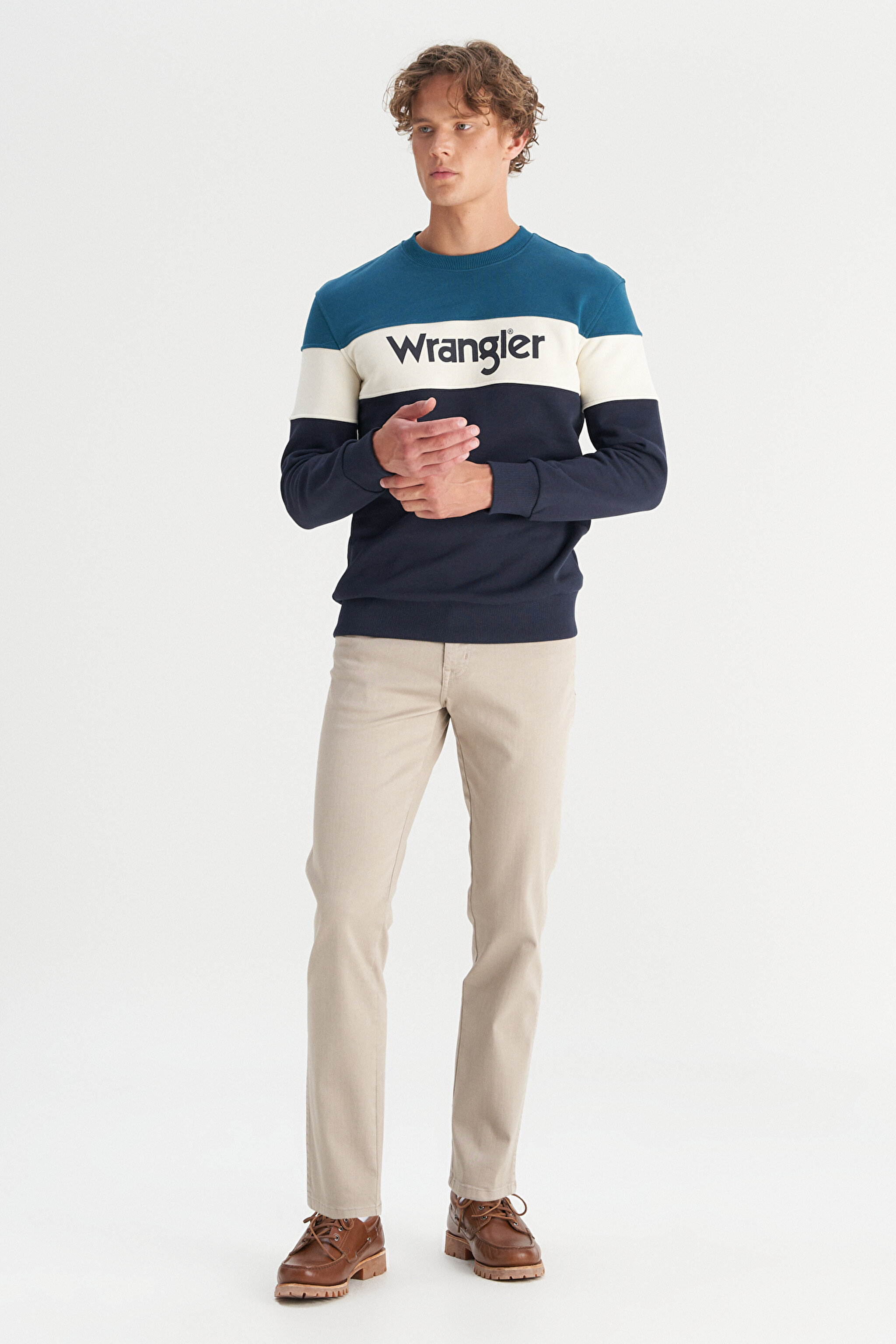 Regular Fit Normal Kesim Bisiklet Yaka İçi Polarlı Petrol Rengi Sweatshirt - Petrol-W242284405 (görsel 2)