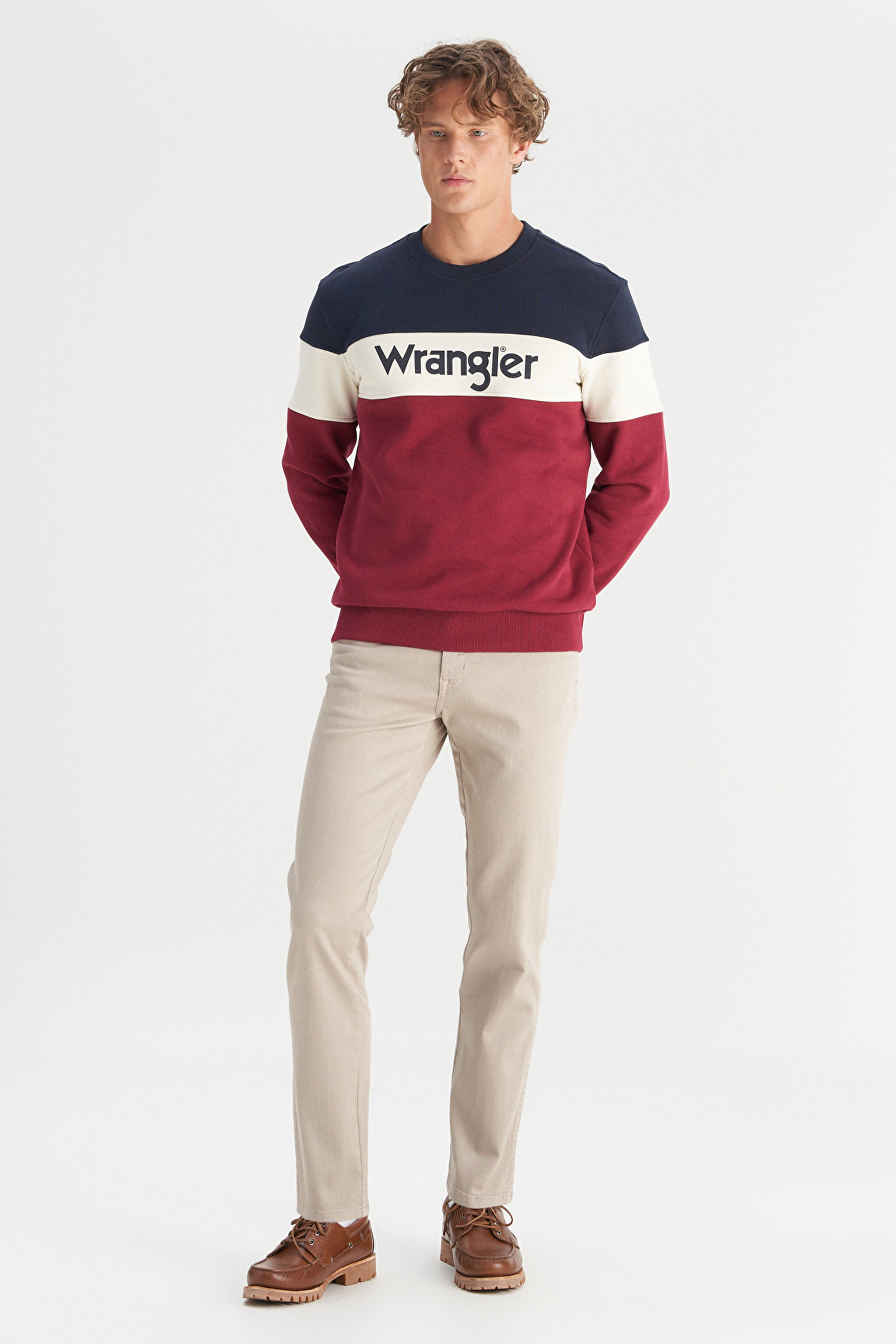 Regular Fit Normal Kesim Bisiklet Yaka İçi Polarlı Bordo Sweatshirt - Wine-W242284810 (görsel 3)