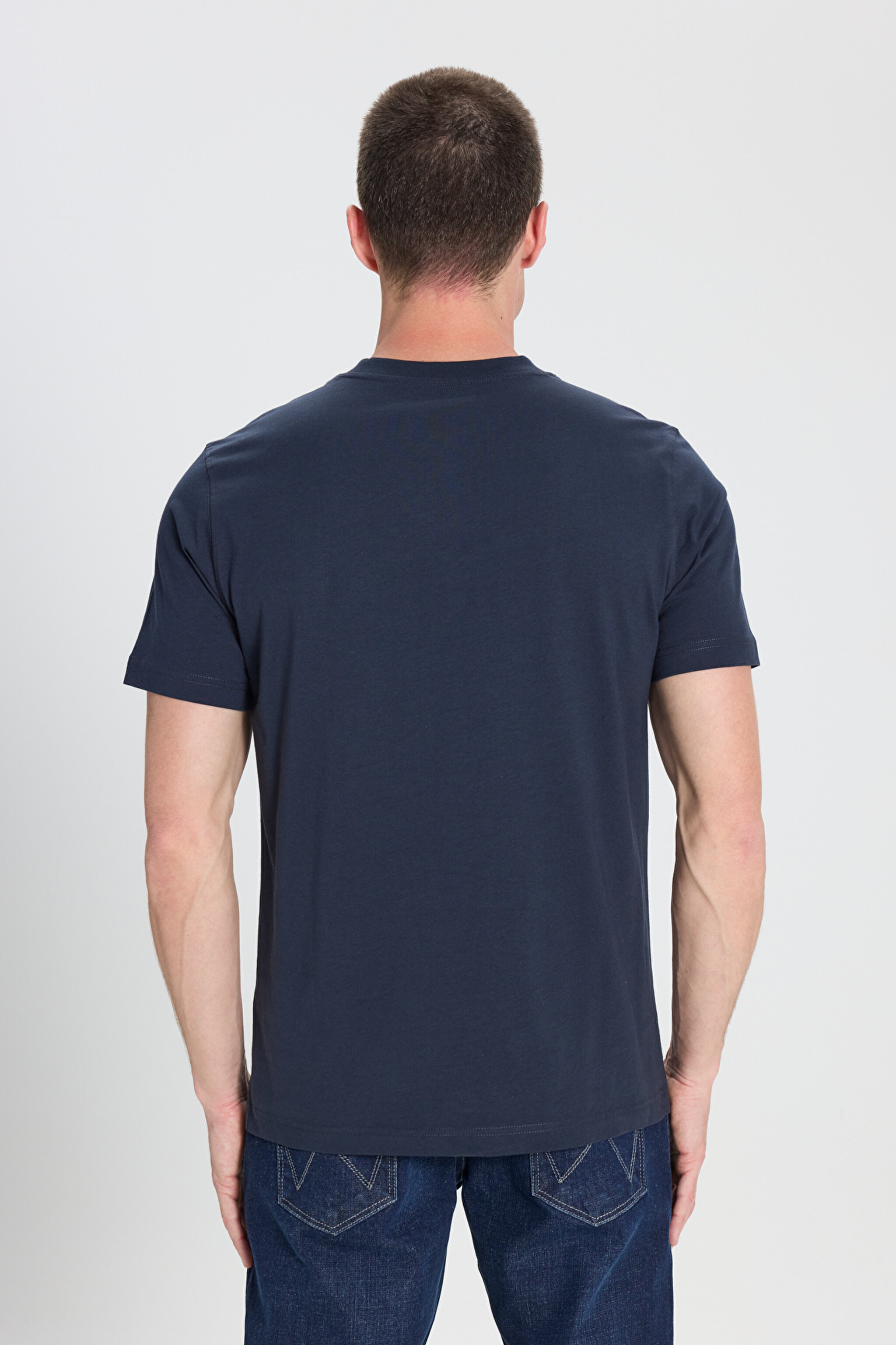 Regular Fit Normal Kesim Bisiklet Yaka %100 Pamuk Antrasit Tişört - Anthracite-W242293003 (görsel 6)