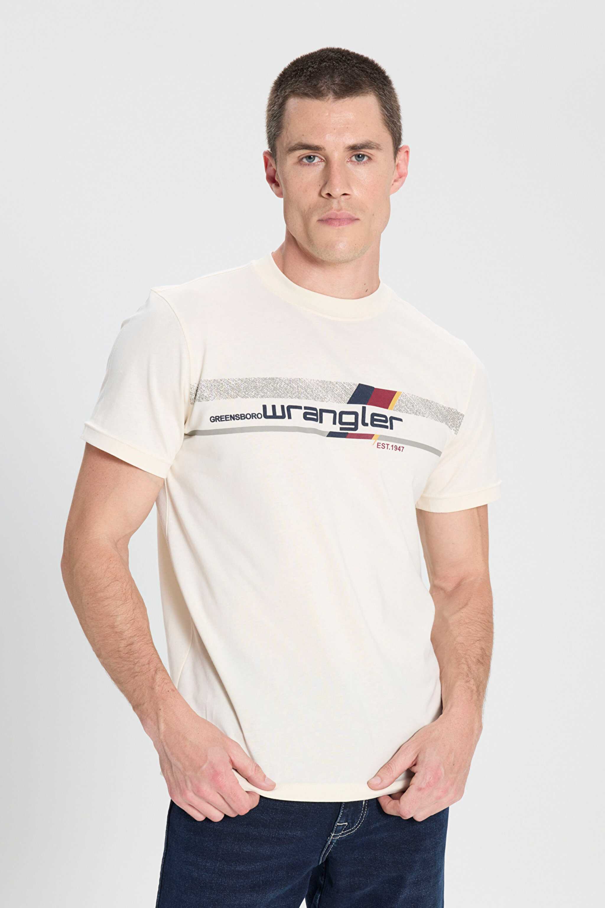 Regular Fit Normal Kesim Bisiklet Yaka %100 Pamuk Beyaz Tişört - White-W242293100