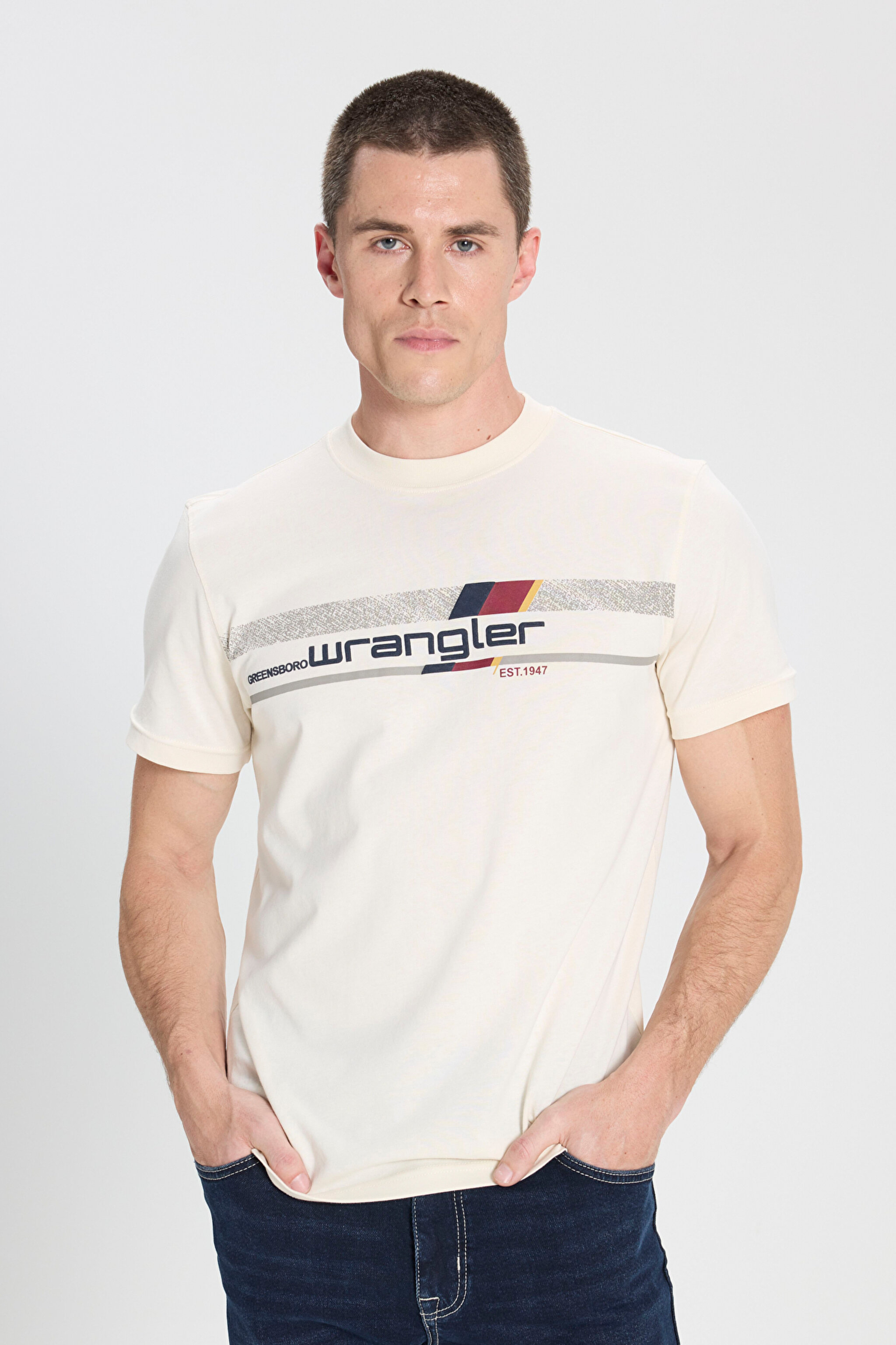Regular Fit Normal Kesim Bisiklet Yaka %100 Pamuk Beyaz Tişört - White-W242293100 (görsel 3)