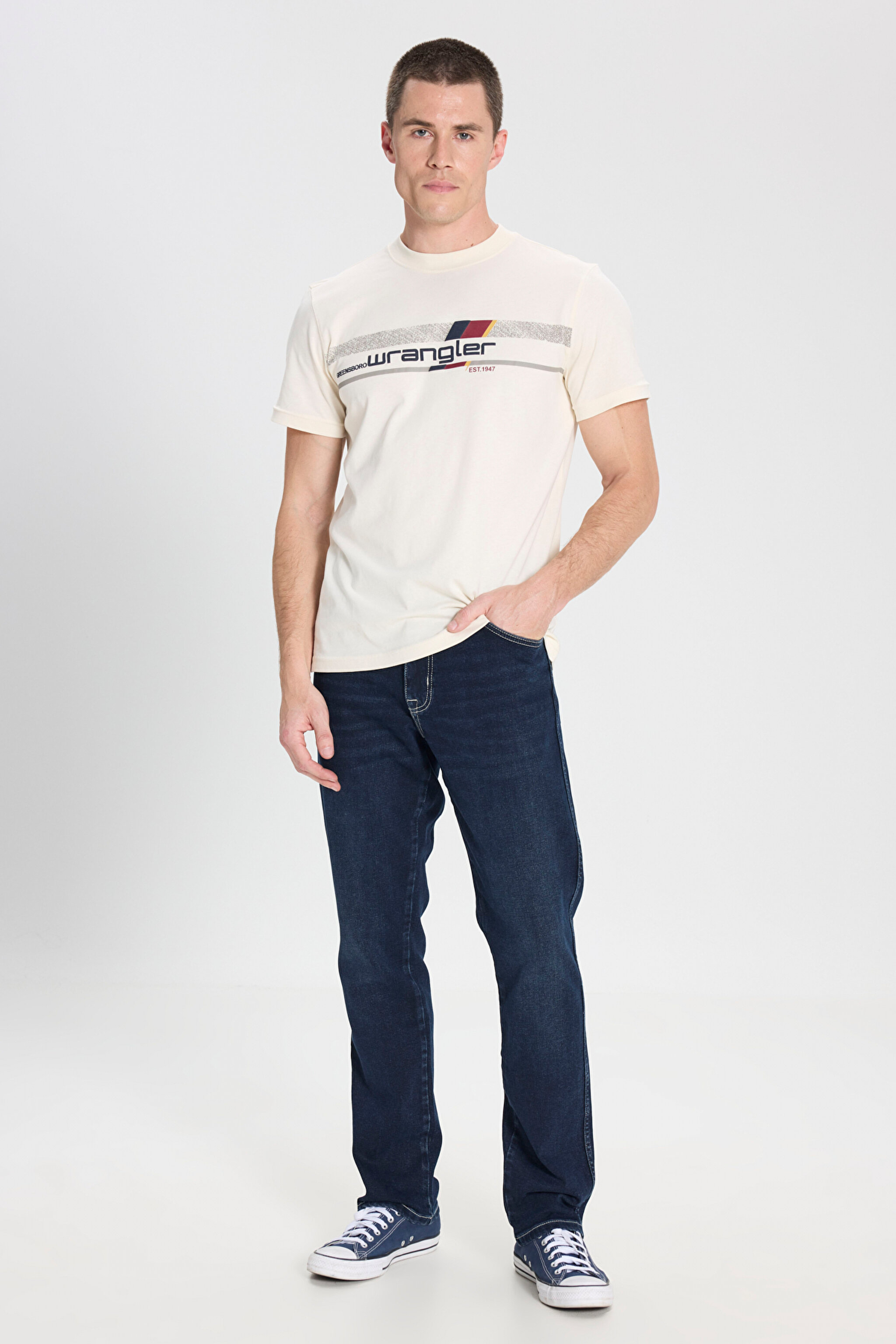 Regular Fit Normal Kesim Bisiklet Yaka %100 Pamuk Beyaz Tişört - White-W242293100 (görsel 4)